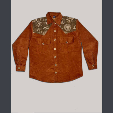 Solid Corduroy and Cotton Multi GD Print Men's shirt - The Elevated Hippie