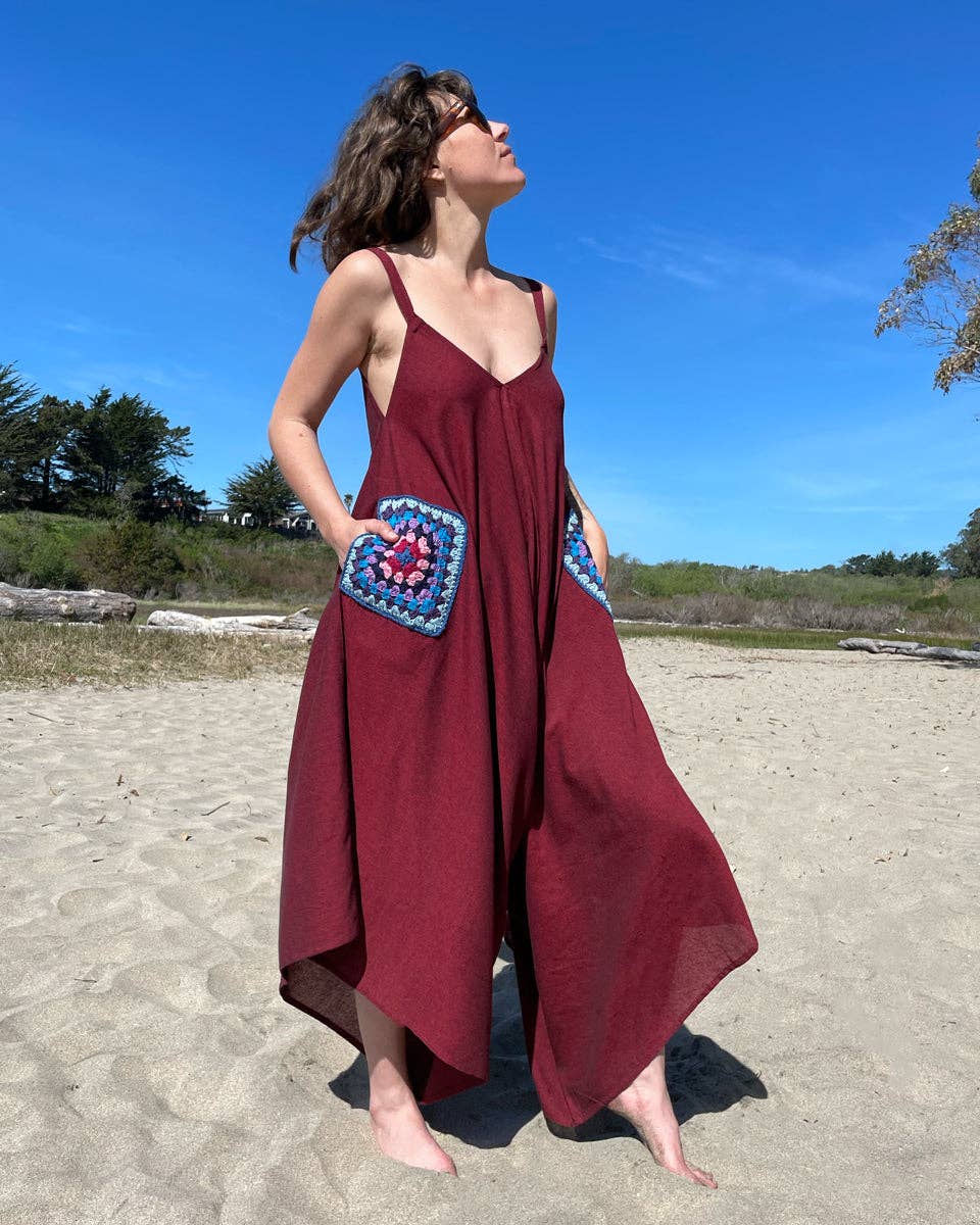 Granny Square Jumpsuit boho clothing, festival outfit, hippie style apparel | Elevated Hippie