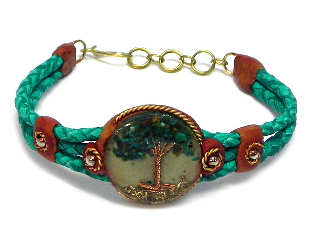 Acrylic Tree of Life Braided Leather Bracelet boho clothing, festival outfit, hippie style apparel | Elevated Hippie