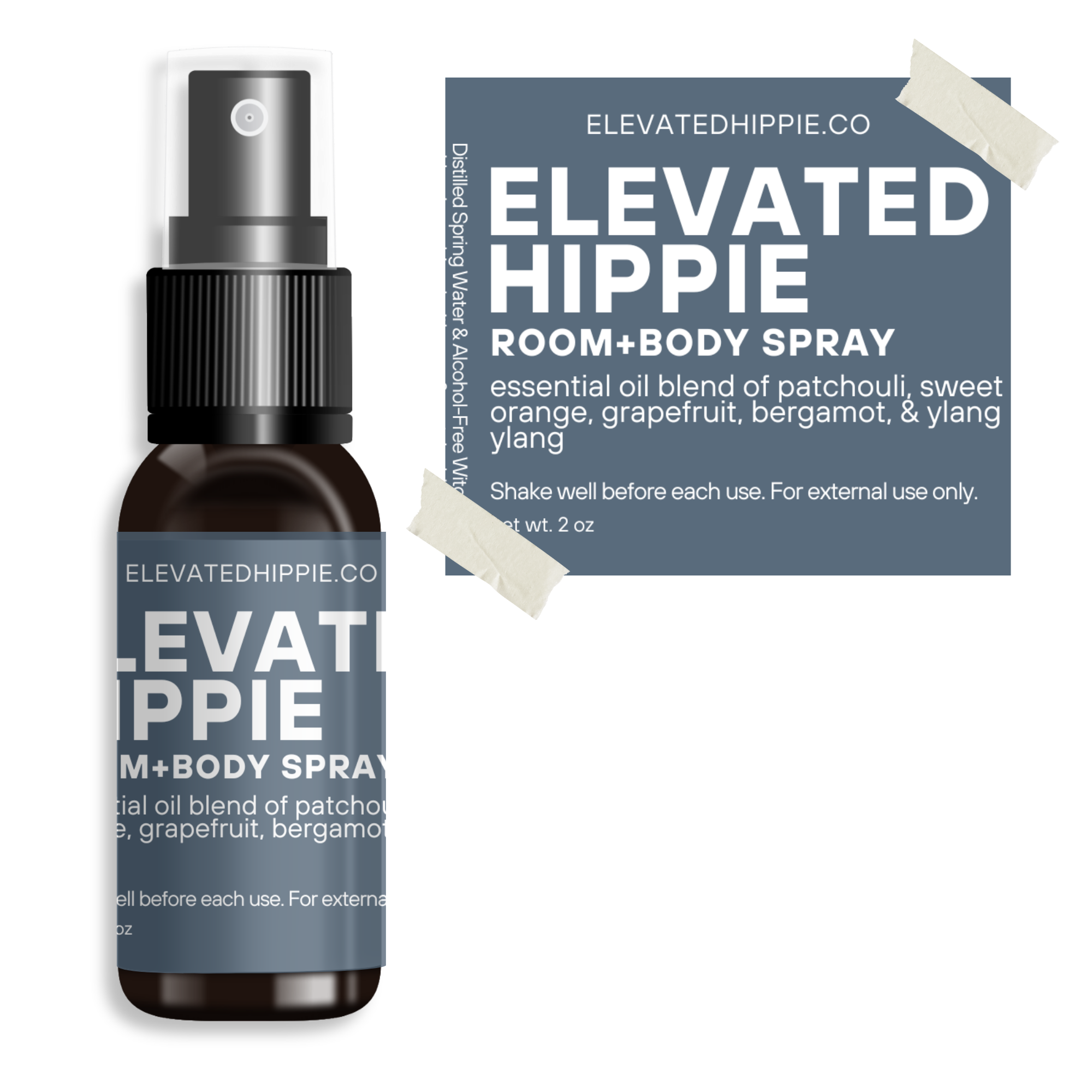 Elevated Hippie Room + Body Spray – Patchouli, Sweet Orange, Grapefruit & Ylang Ylang boho clothing, festival outfit, hippie style apparel | Elevated Hippie