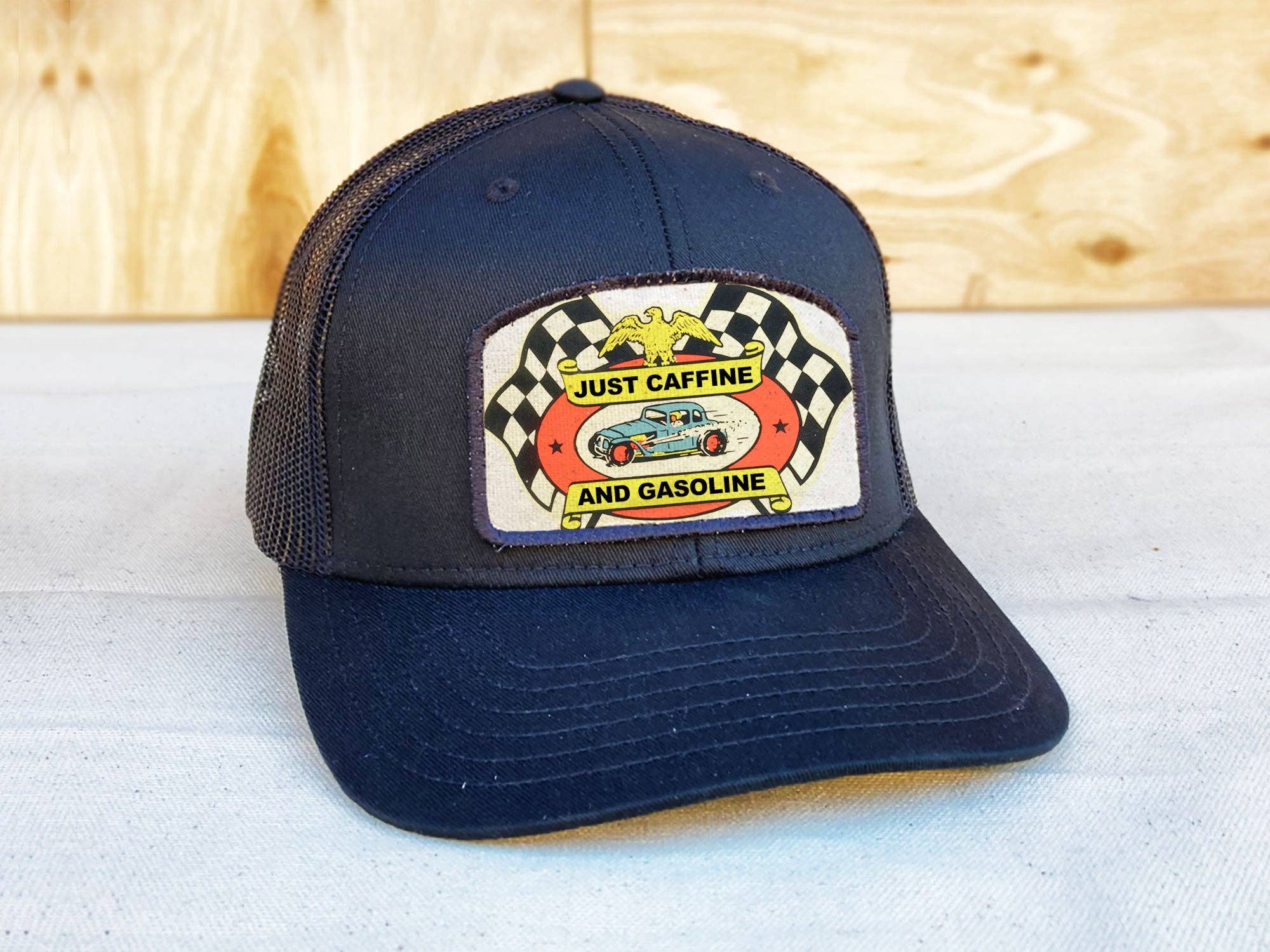 Caffiene & Gasoline - Archie Trucker Hat boho clothing, festival outfit, hippie style apparel | Elevated Hippie