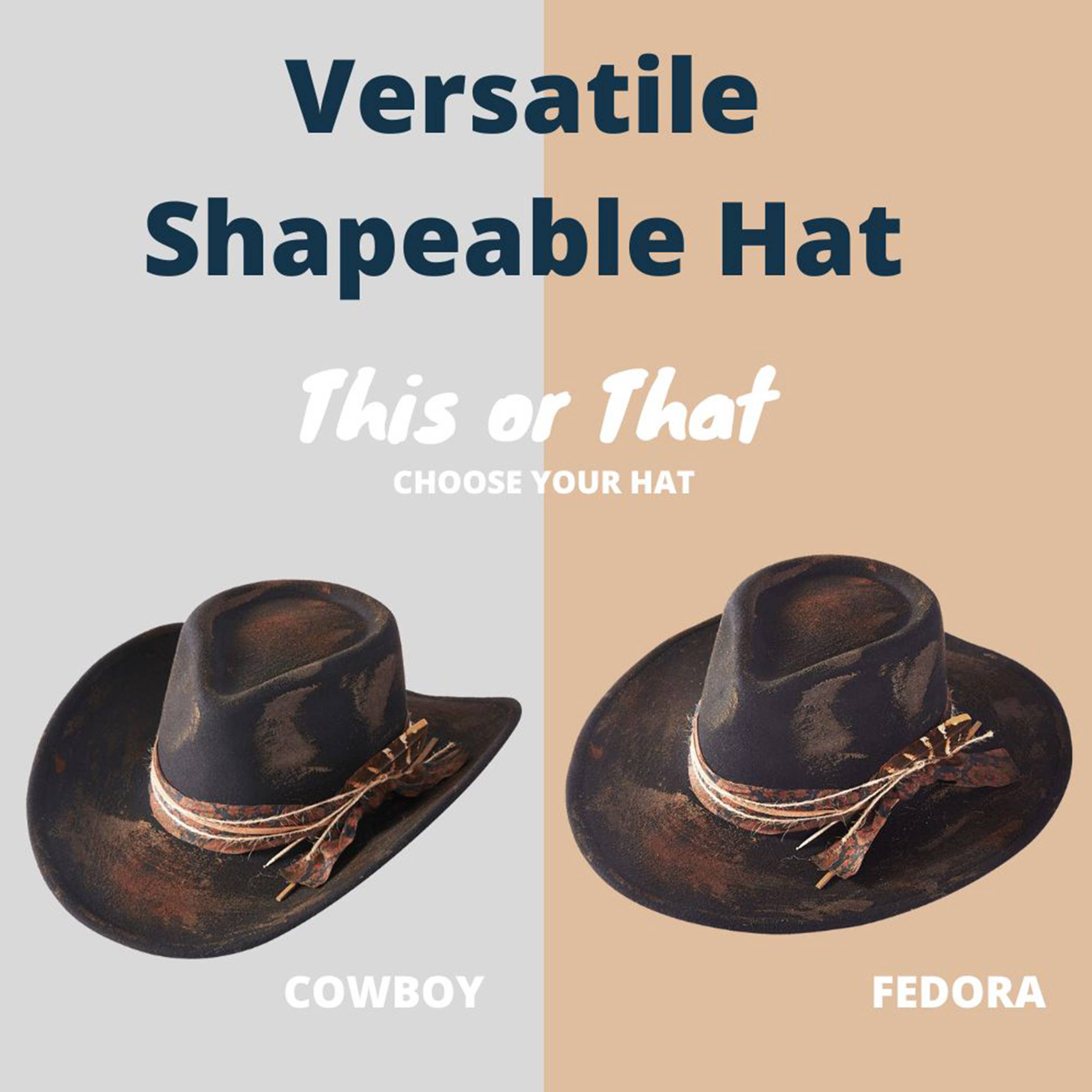 Distressed Fabric Band Feather Cowgirl Fedora Hat boho clothing, festival outfit, hippie style apparel | Elevated Hippie