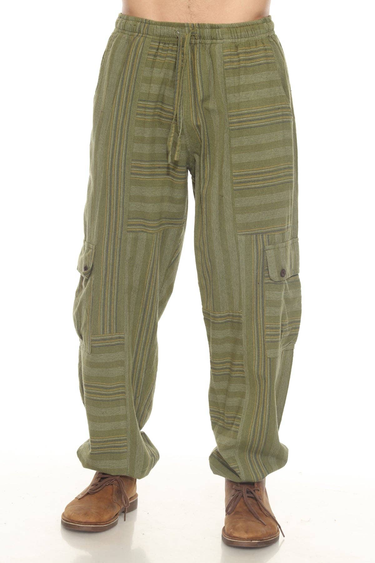 Men’s Patchwork Stripe Cotton Joggers – Boho Festival Pants boho clothing, festival outfit, hippie style apparel | Elevated Hippie