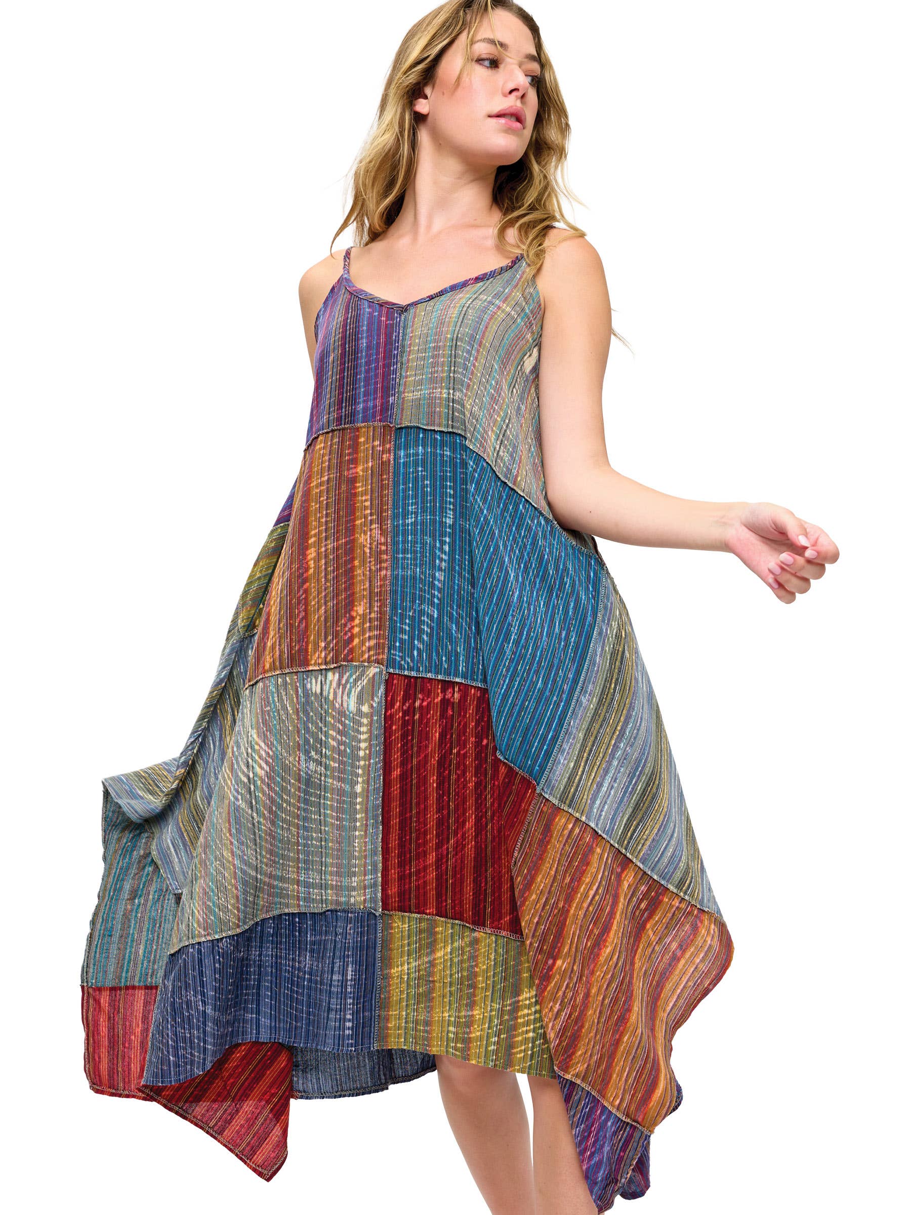 Gypsy Vintage Washed Patchwork Dress boho clothing, festival outfit, hippie style apparel | Elevated Hippie