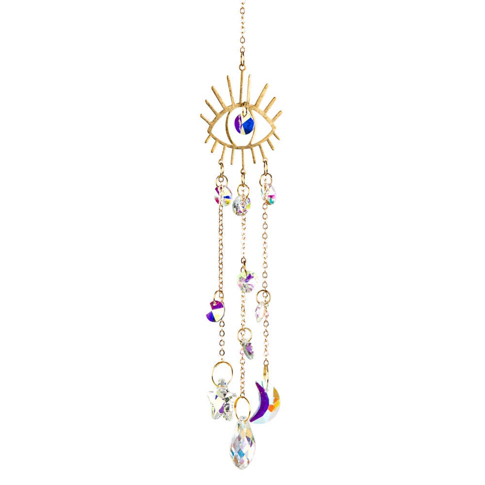 EVIL EYE CRYSTAL SUNCATCHER boho clothing, festival outfit, hippie style apparel | Elevated Hippie