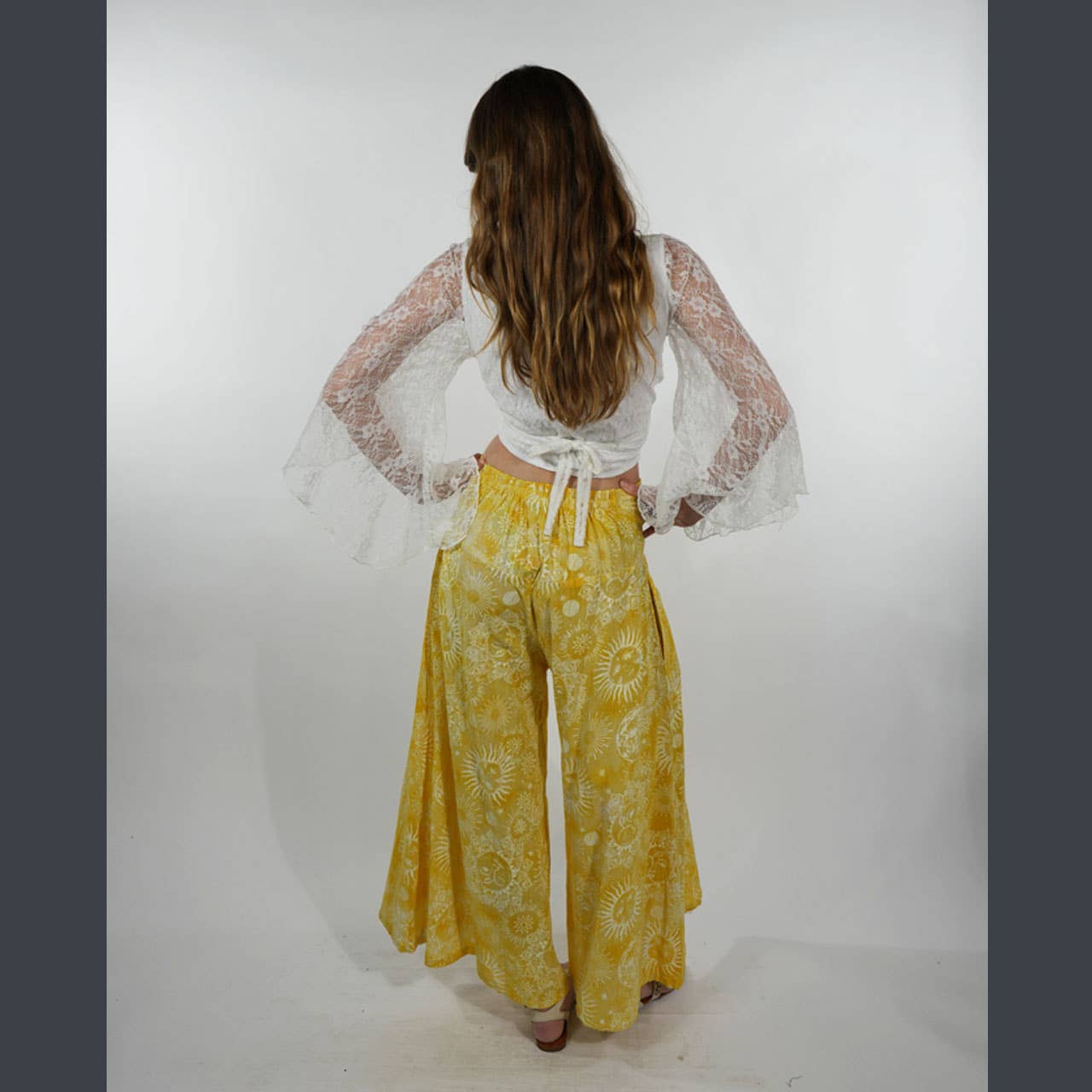 Hippie Boho Cotton Celestial TieDye Wide Leg Pant-blue boho clothing, festival outfit, hippie style apparel | Elevated Hippie