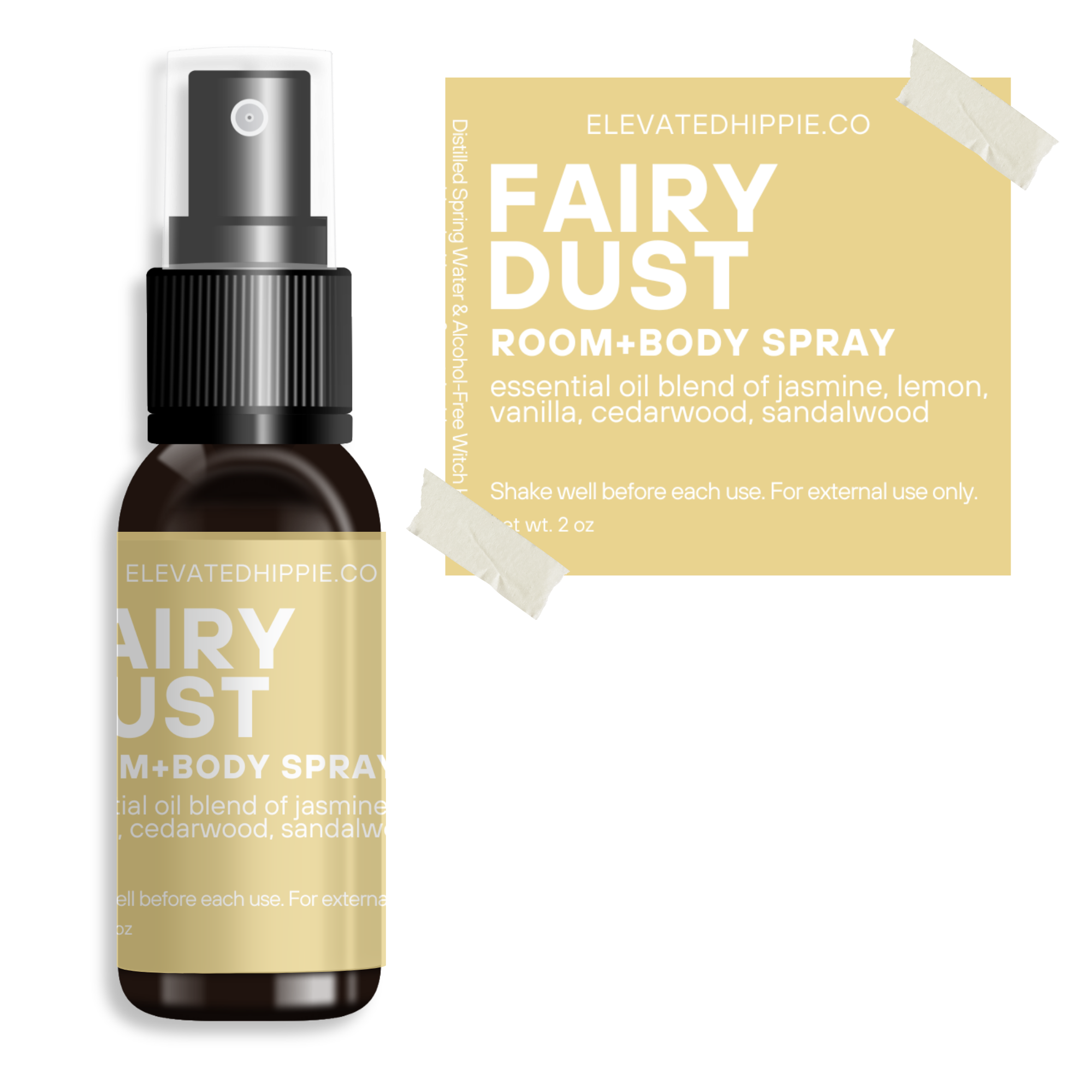 Fairy Dust Essential Oil Room + Body Spray – Bergamot, Patchouli, Myrrh & Jasmine boho clothing, festival outfit, hippie style apparel | Elevated Hippie
