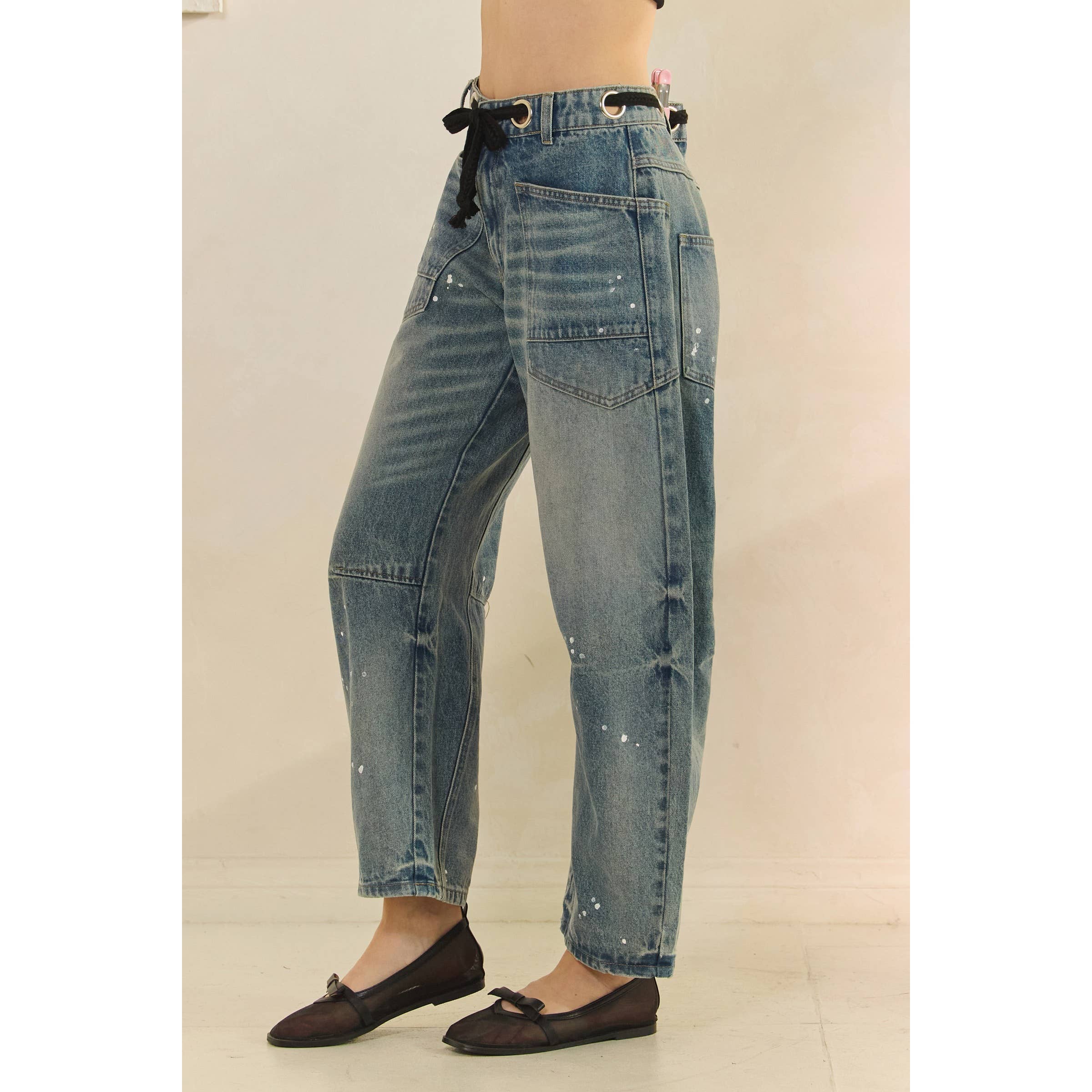 Veveret Horseshoe Jeans with Belt Detail – Relaxed Wide Leg Denim boho clothing, festival outfit, hippie style apparel | Elevated Hippie
