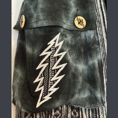 Heavy Striped Brushed Cotton Cargo Pants with Tie Dye Bolt - The Elevated Hippie