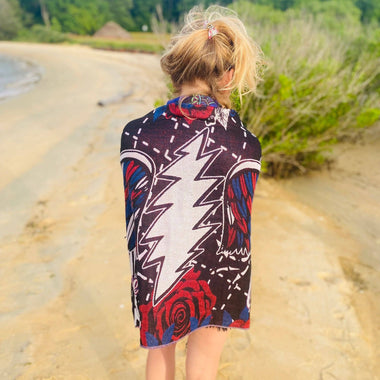 Forever Grateful Pashmina – Handcrafted Festival Fashion, Unique Artwork by Melanie & Justin Chamberlain, Double Ply Viscose Acrylic Scarf - The Elevated Hippie