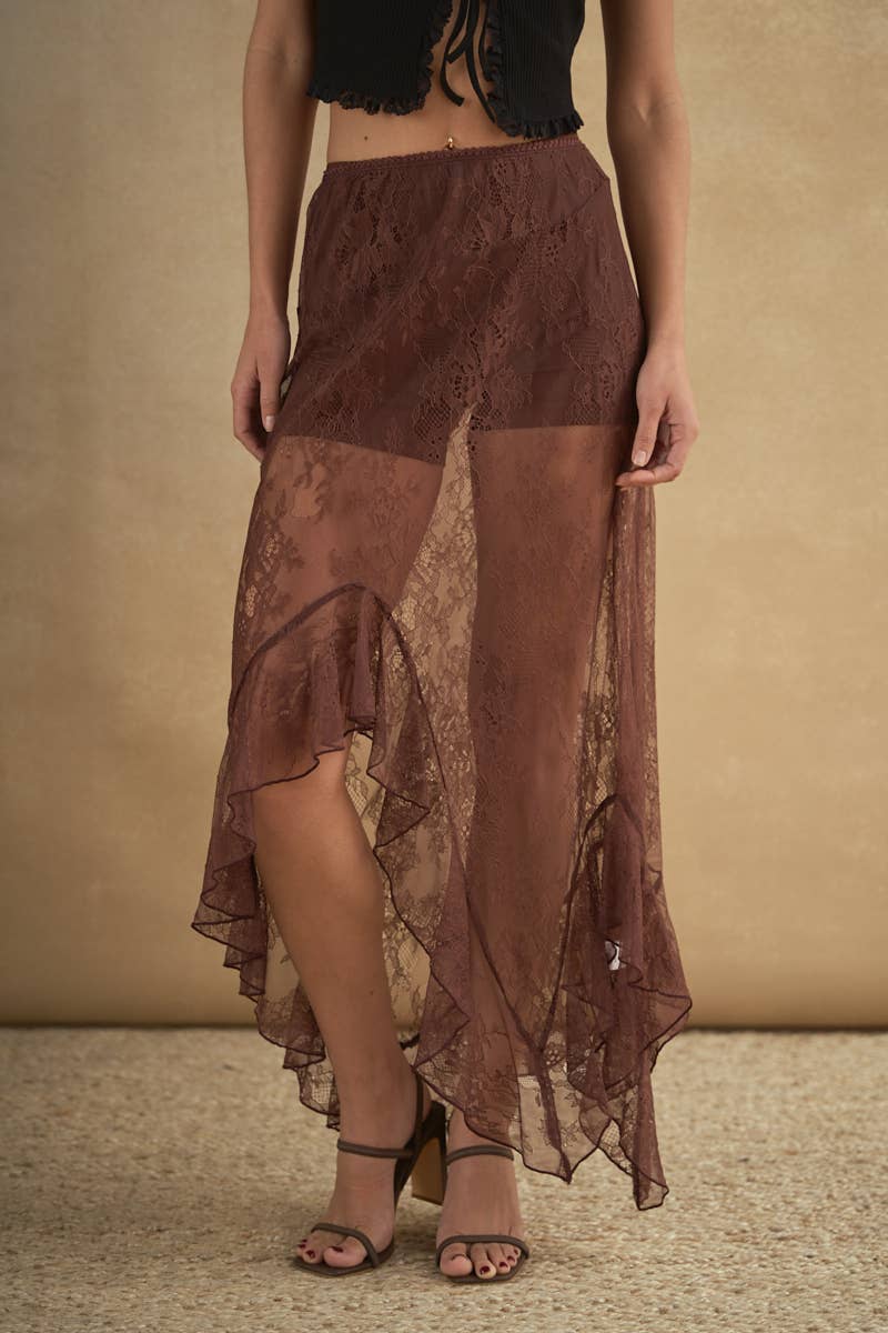 6809-ASYMMETRIC RUFFLE SKIRT boho clothing, festival outfit, hippie style apparel | Elevated Hippie