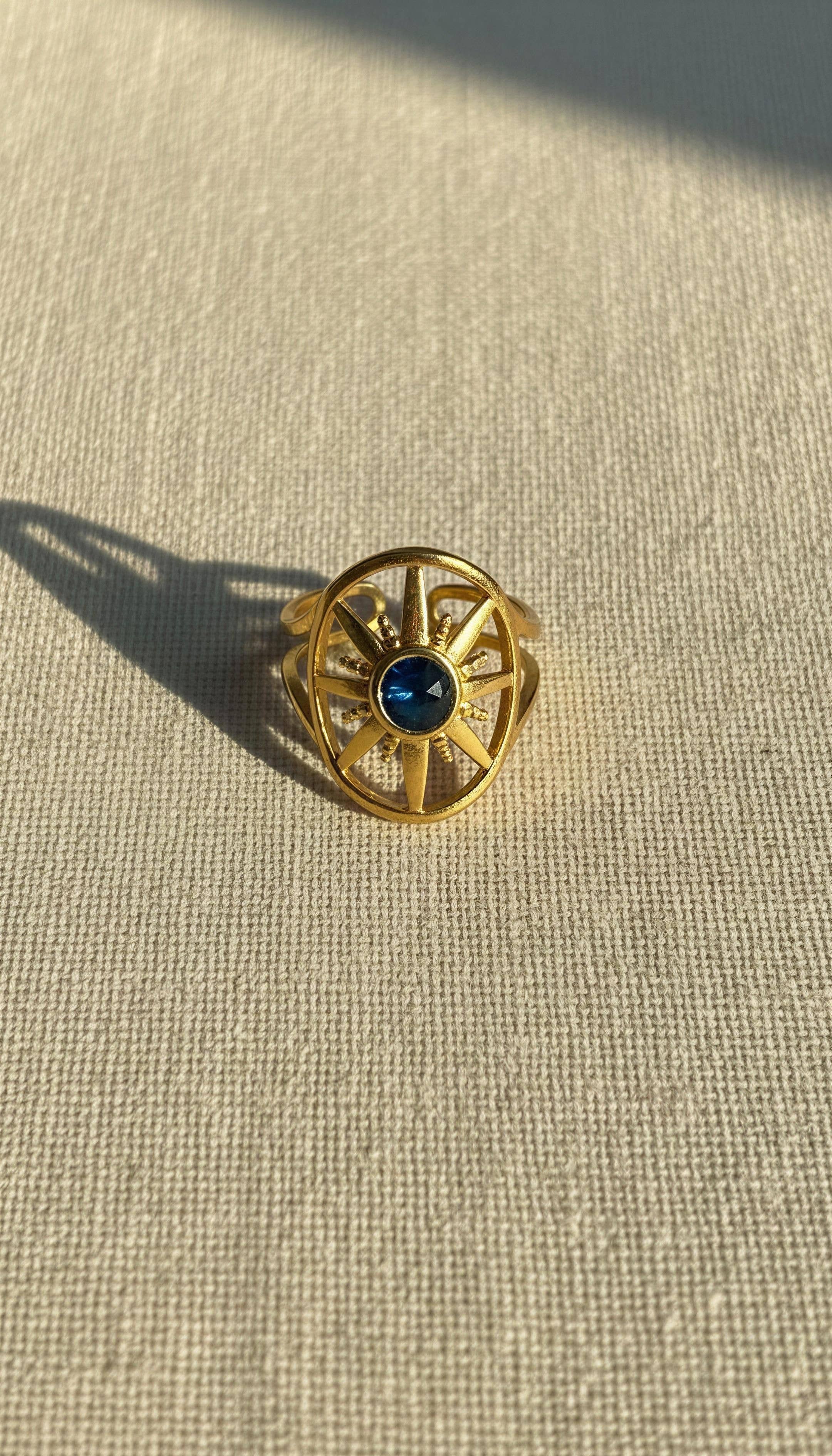 Celestial Compass Adjustable Ring – Sapphire Blue boho clothing, festival outfit, hippie style apparel | Elevated Hippie