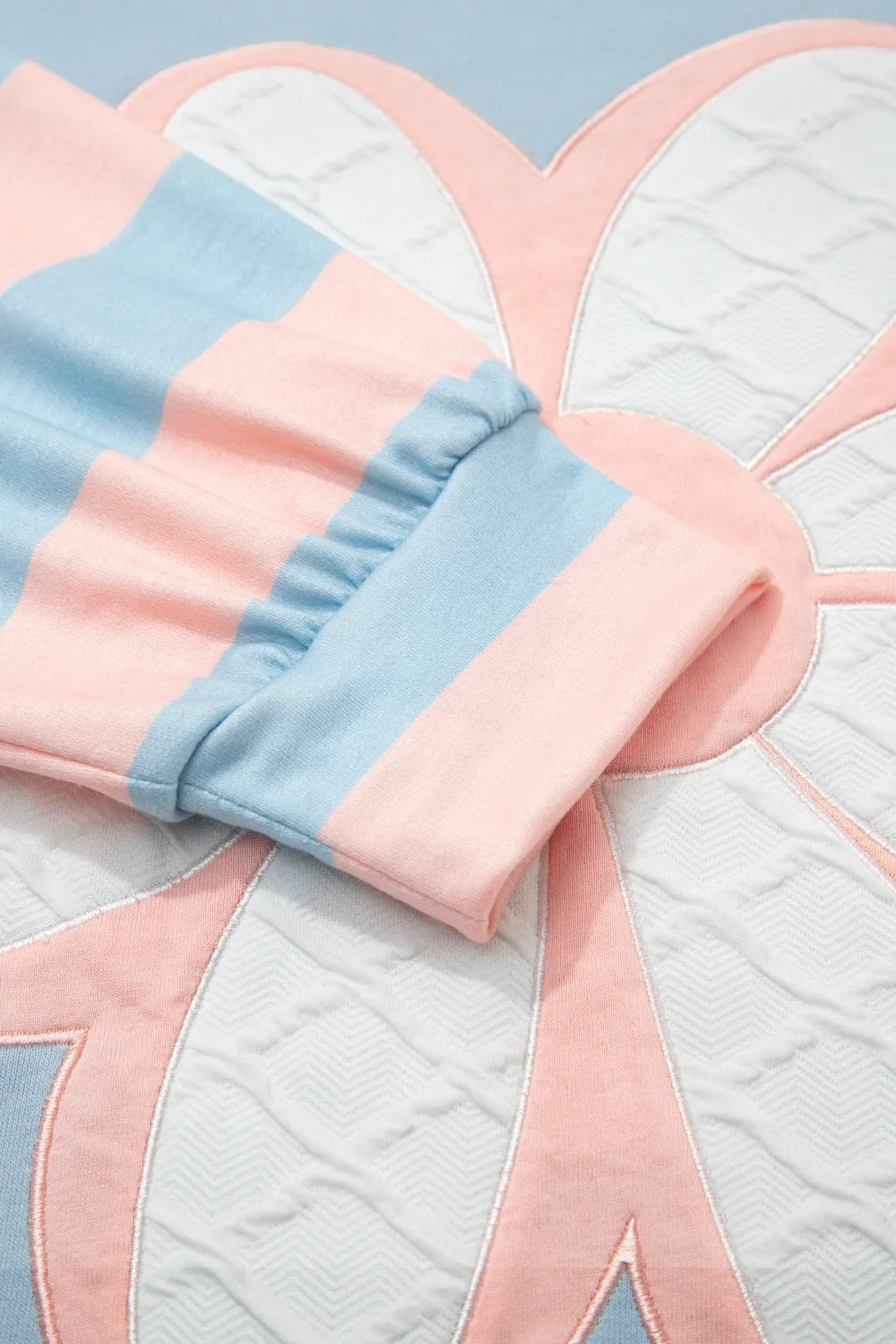 Women’s Beau Blue Striped Long Sleeve Top – Flower Patch Drop Shoulder Knit Shirt boho clothing, festival outfit, hippie style apparel | Elevated Hippie