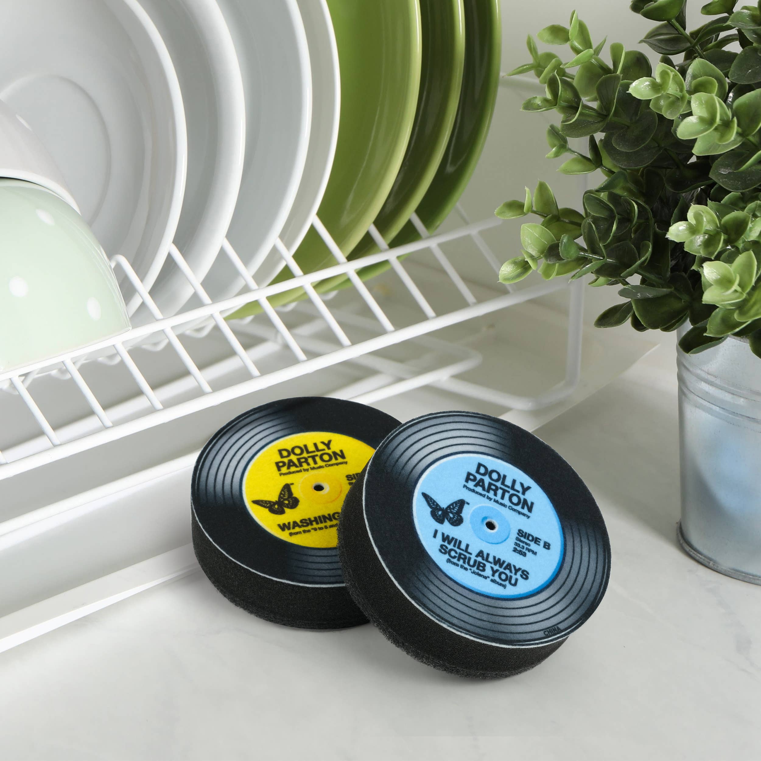 Dolly Parton Record Sponges, Set of 2, Parody Vinyl Designs - The Elevated Hippie