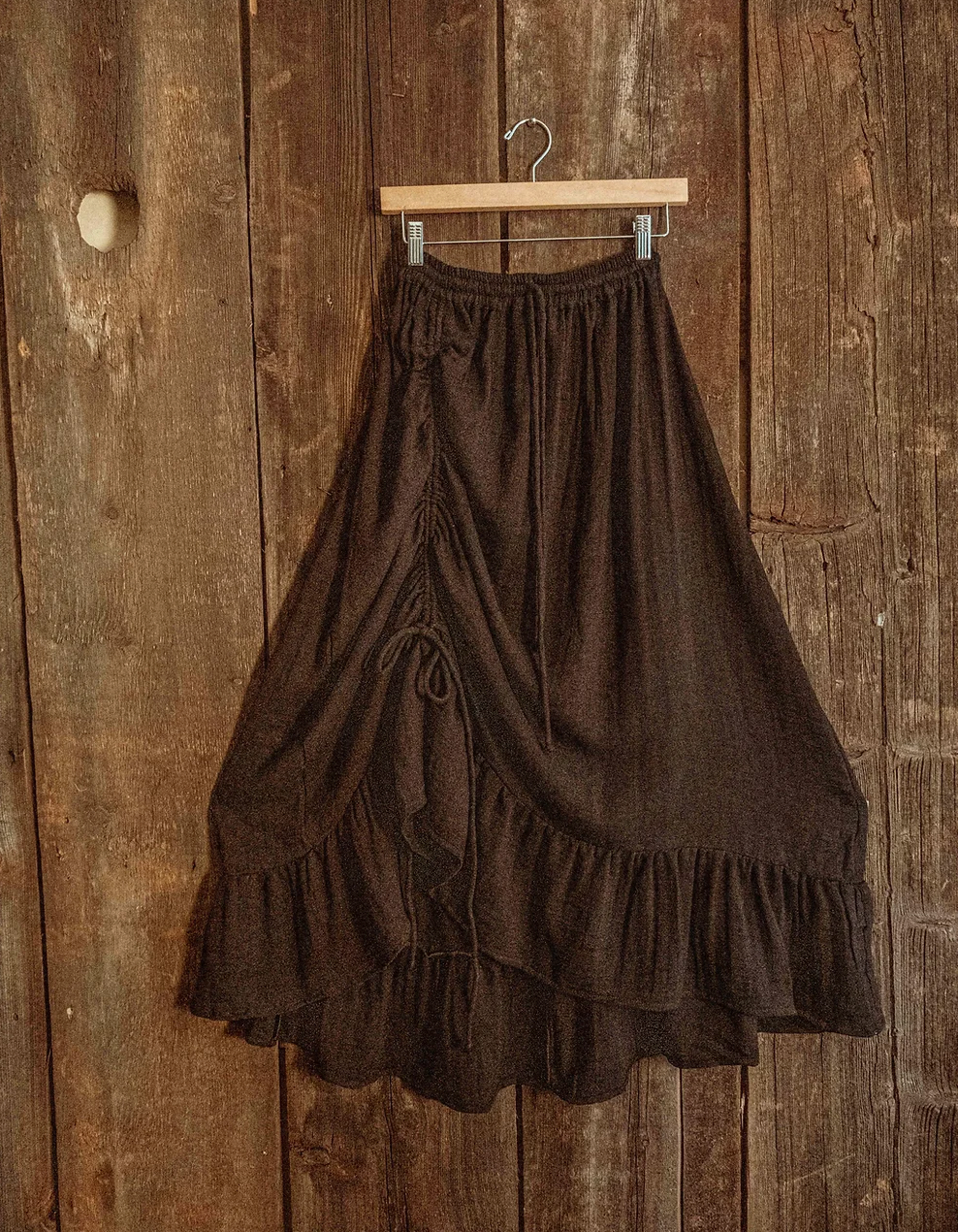 Boho Cinch Ruffle Skirt Organic Cotton Bamboo, Bohemian - The Elevated Hippie