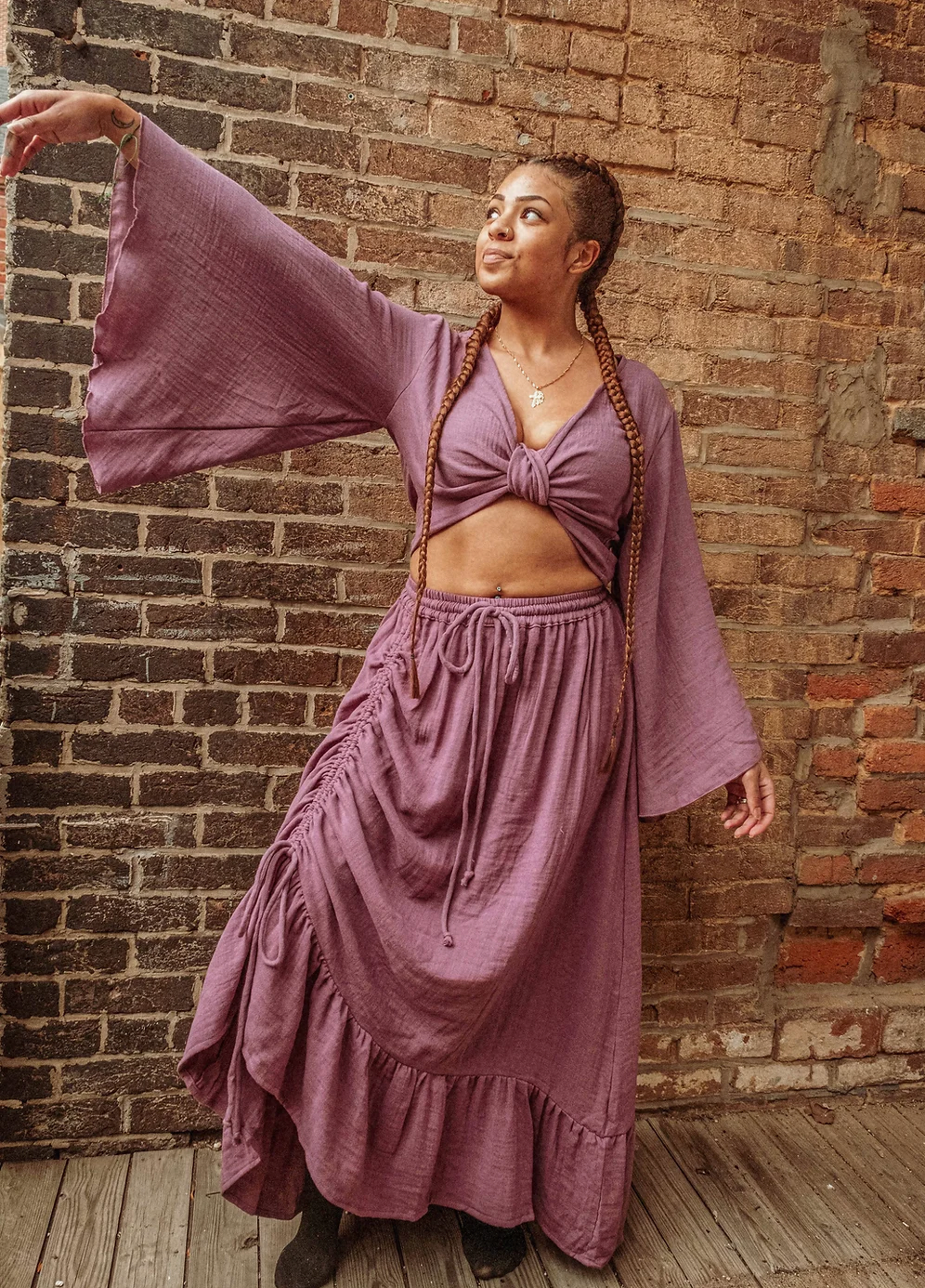 Boho Cinch Ruffle Skirt Organic Cotton Bamboo, Bohemian - The Elevated Hippie