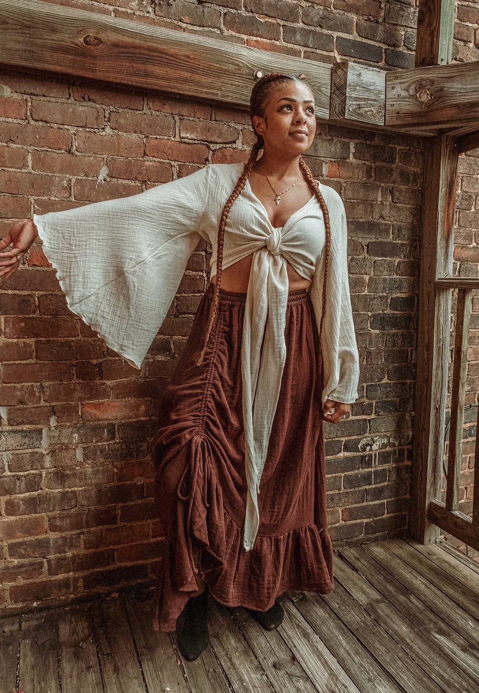 Boho Cinch Ruffle Skirt Organic Cotton Bamboo, Bohemian - The Elevated Hippie
