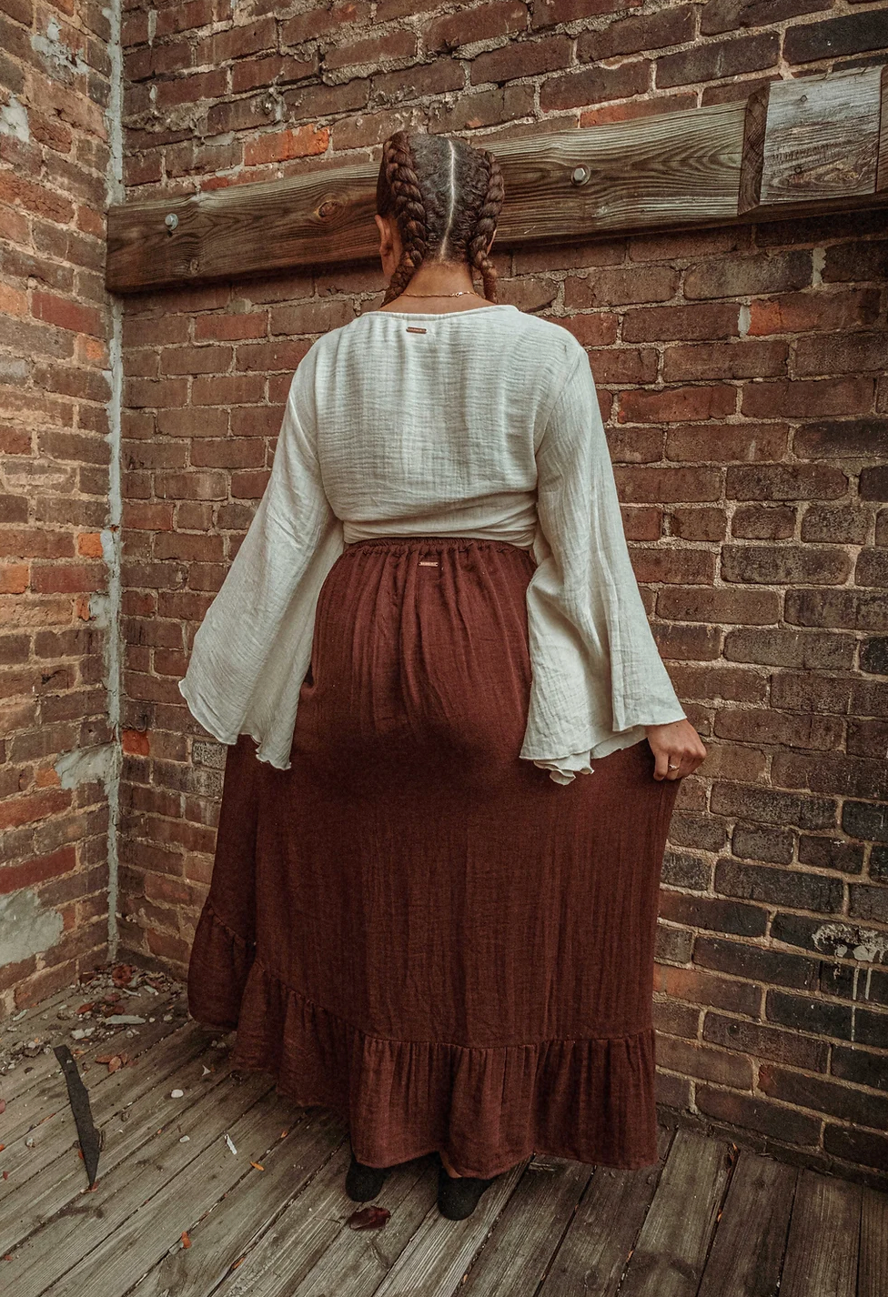 Boho Cinch Ruffle Skirt Organic Cotton Bamboo, Bohemian - The Elevated Hippie