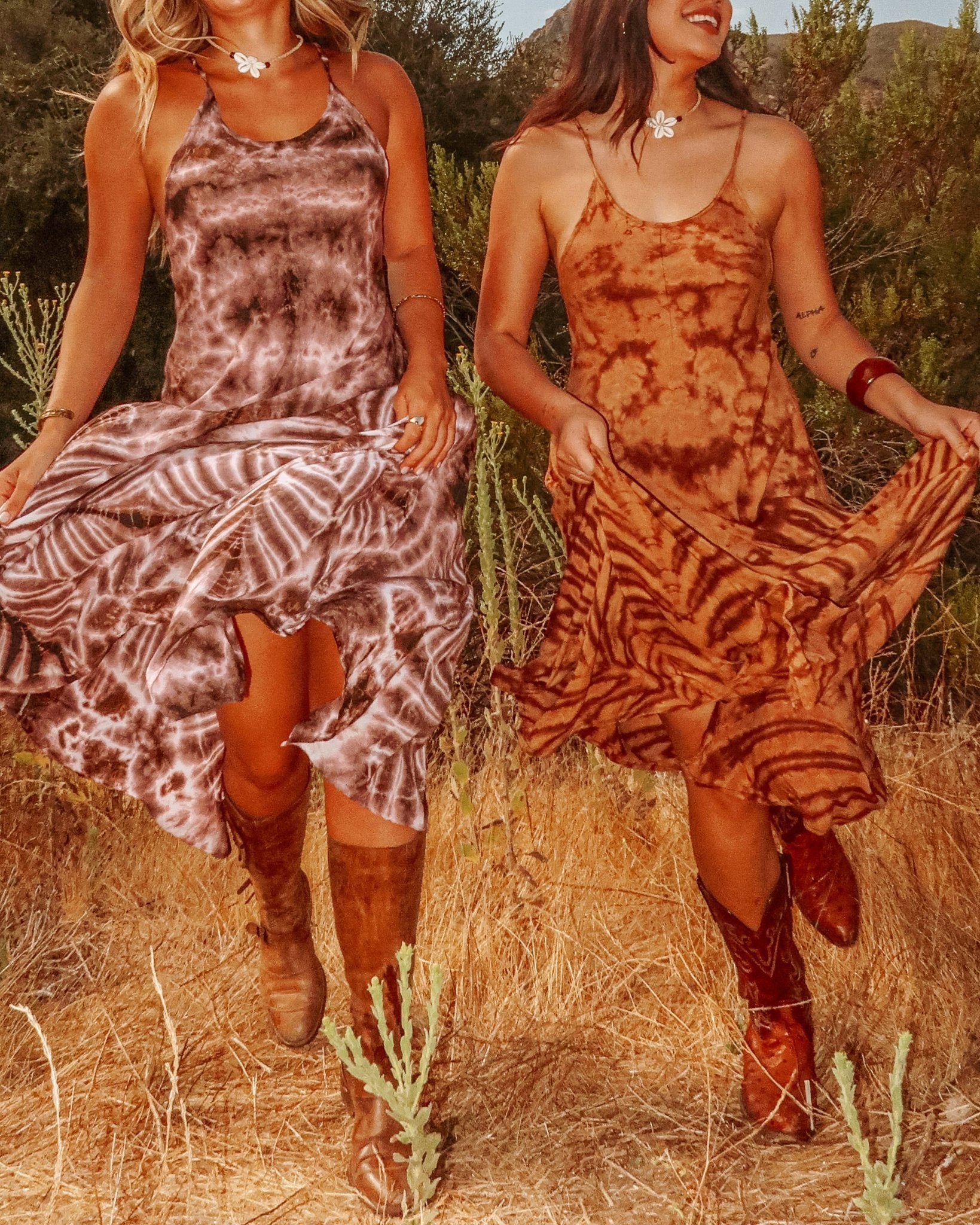 Wyoming Tie Dye Maxi Dress – Hand-Dyed Magic, Two-Way Boho Flow - The Elevated Hippie