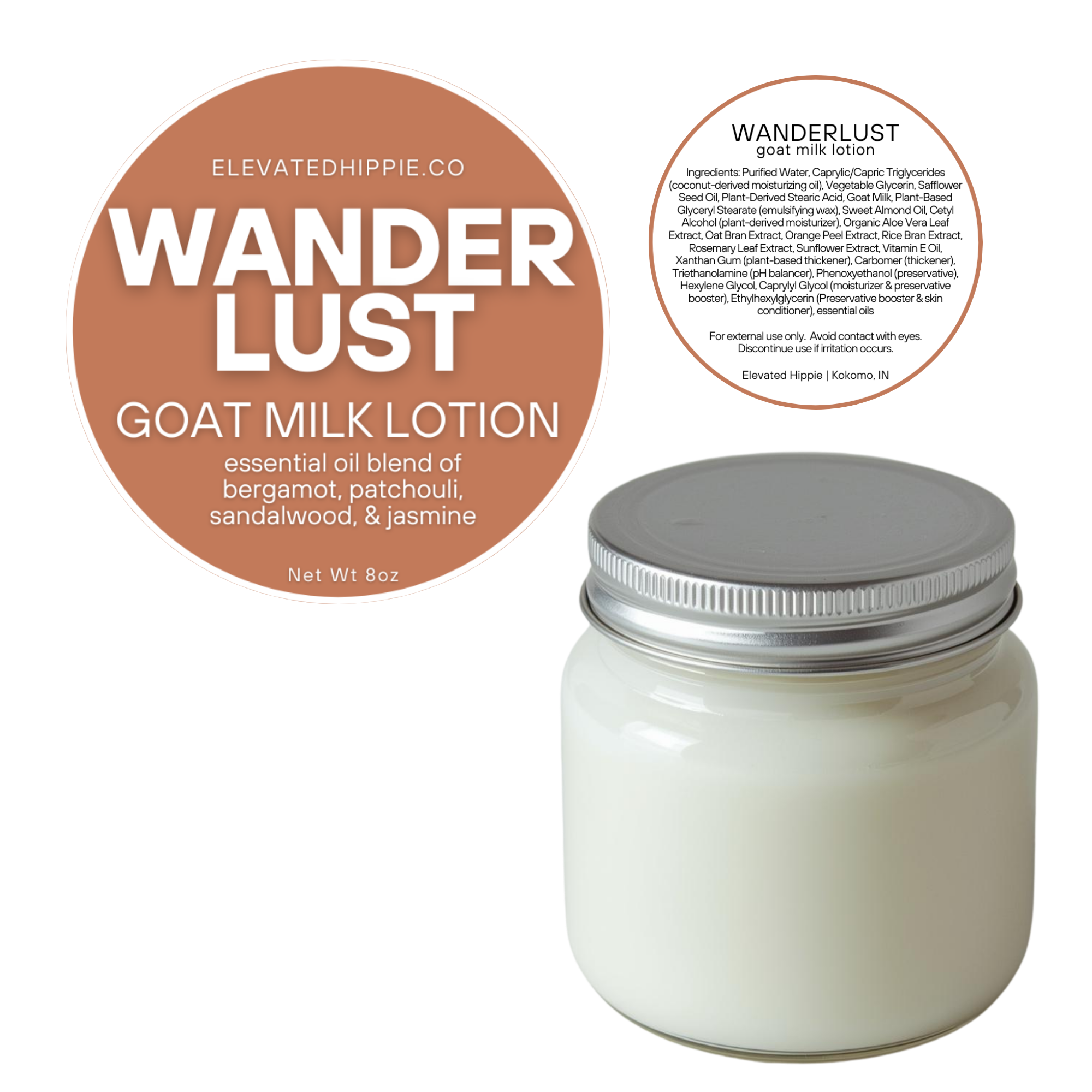 Elevated Hippie Goat Milk Lotion – Deep Hydration Body Cream boho clothing, festival outfit, hippie style apparel | Elevated Hippie