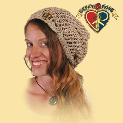 HEMP AND COTTON HEAD SOCK WITH BONE PEACE BUTTON - The Elevated Hippie