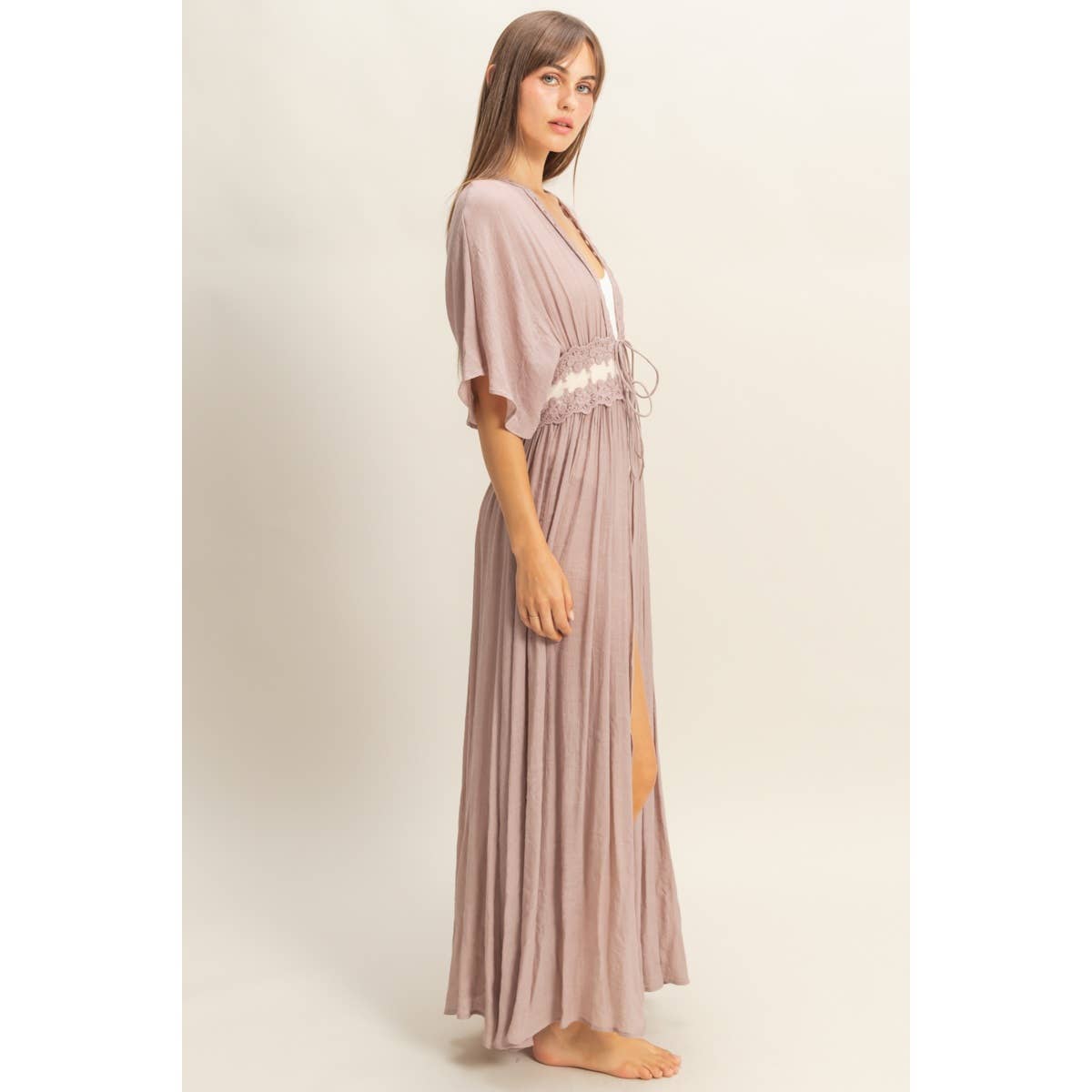 Tie-Front Lace Long Duster - The Elevated Hippie