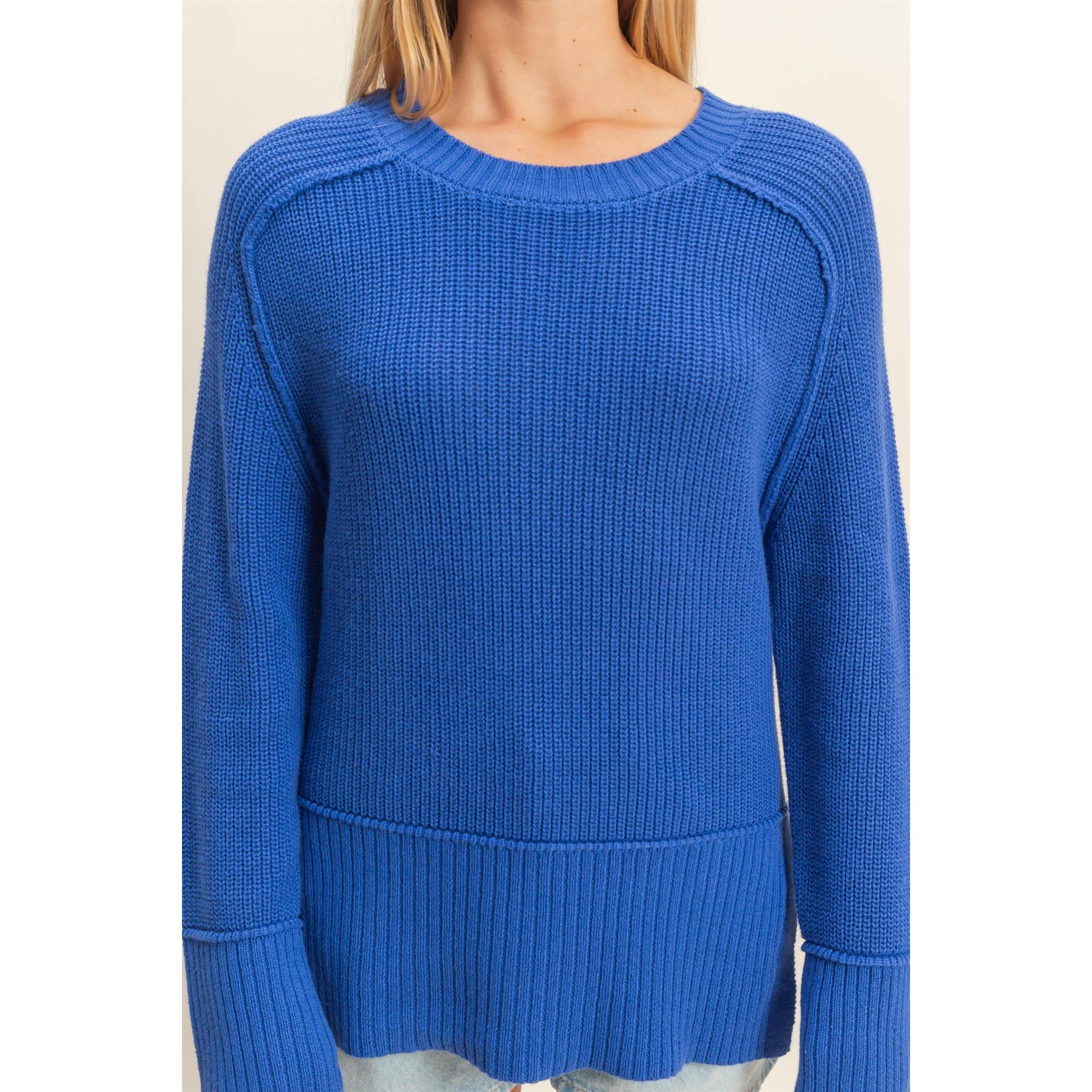 Raglan Long Sleeve Side Slit Sweater - The Elevated Hippie