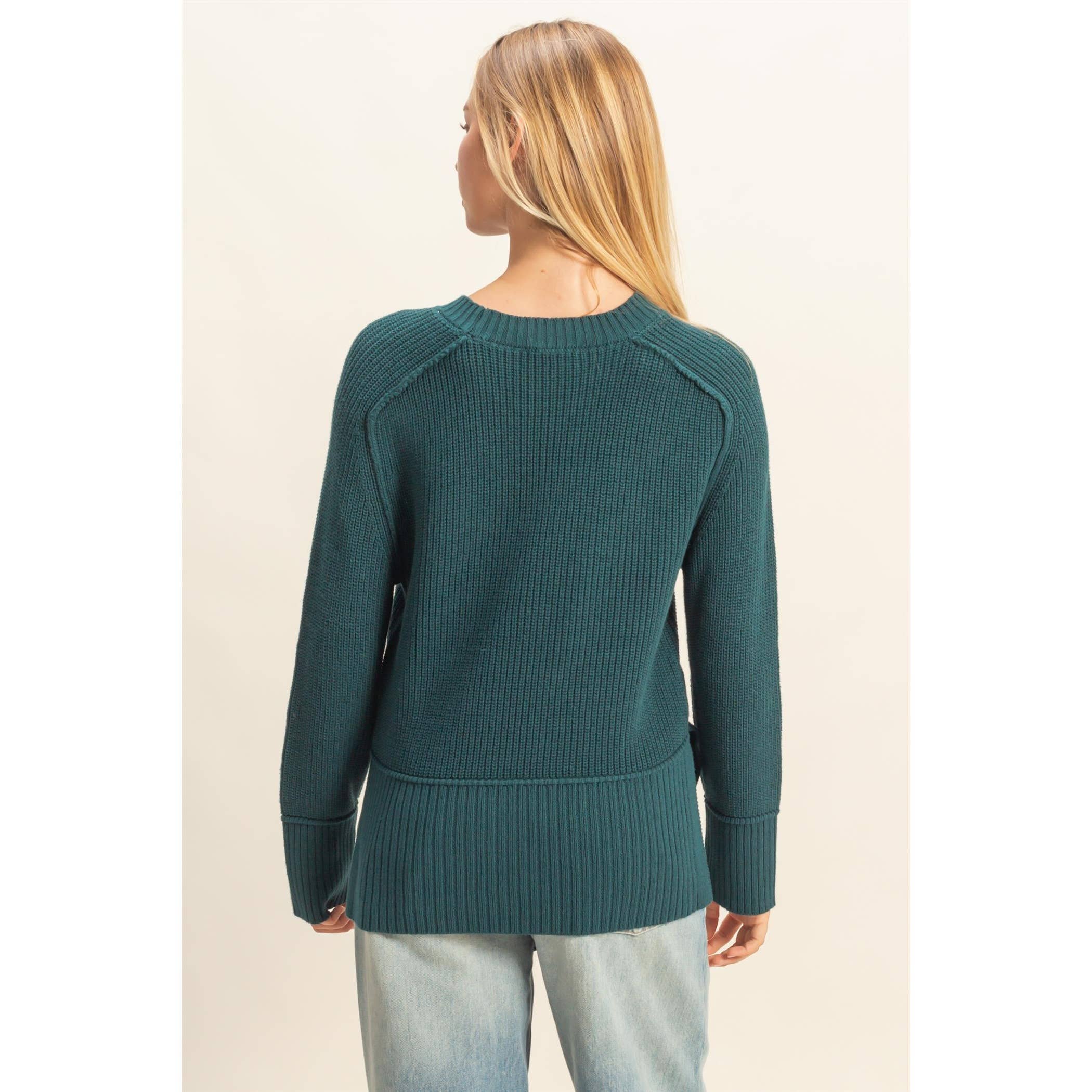 Raglan Long Sleeve Side Slit Sweater - The Elevated Hippie