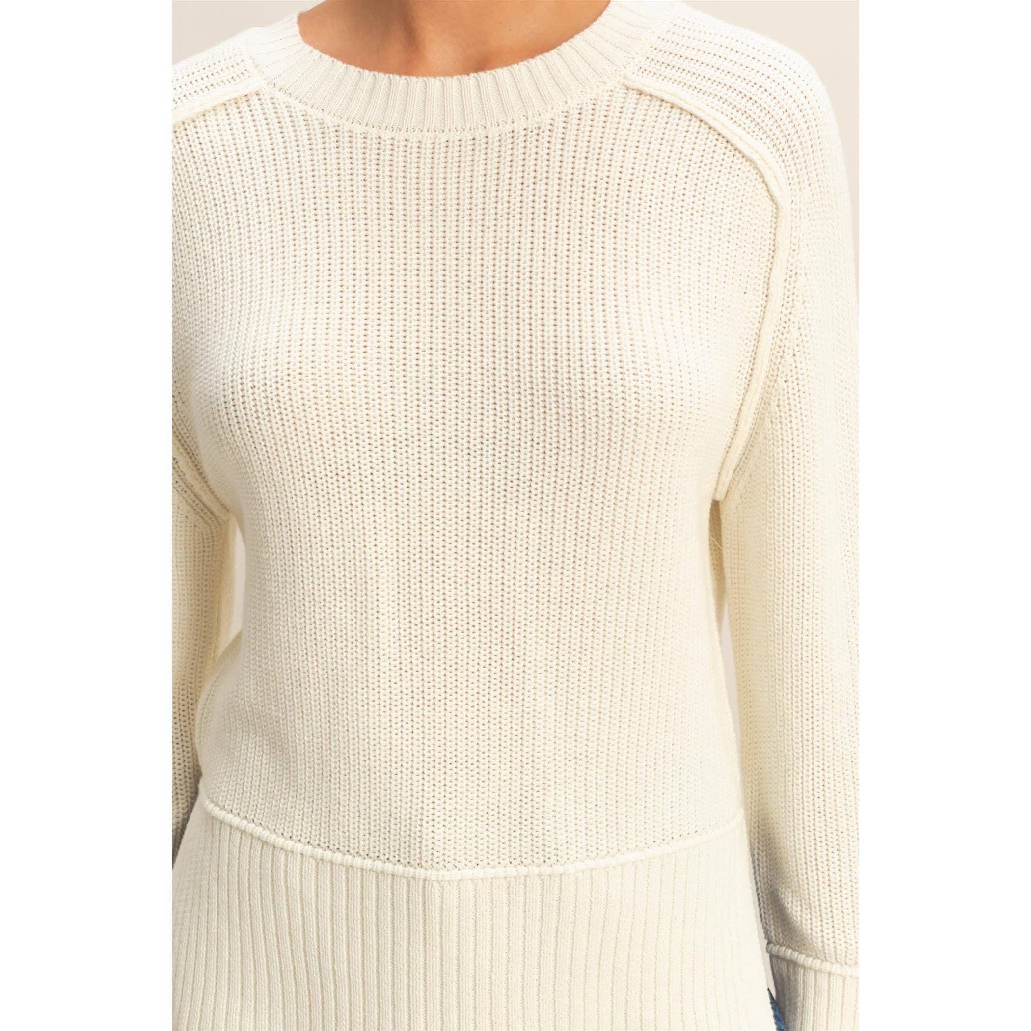 Raglan Long Sleeve Side Slit Sweater - The Elevated Hippie