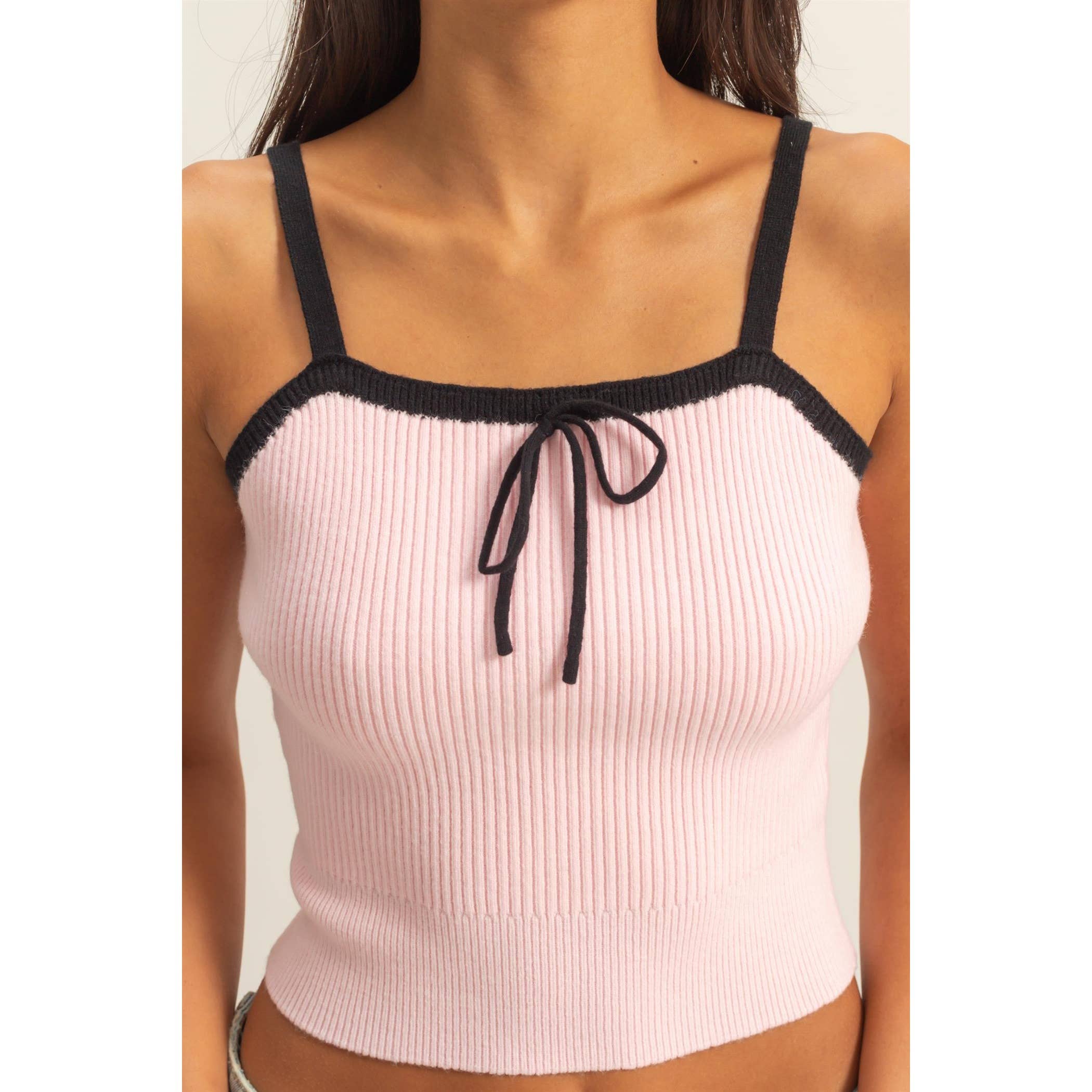 Square Neck Crop Ribbon Knit Top - The Elevated Hippie