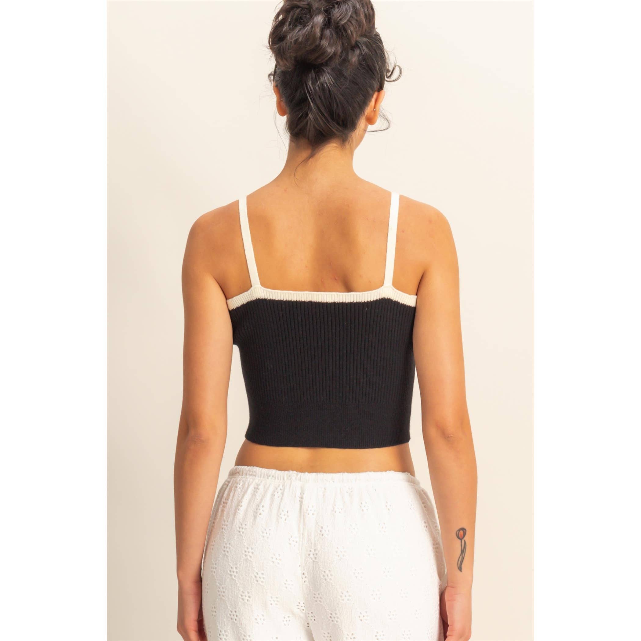 Square Neck Crop Ribbon Knit Top - The Elevated Hippie