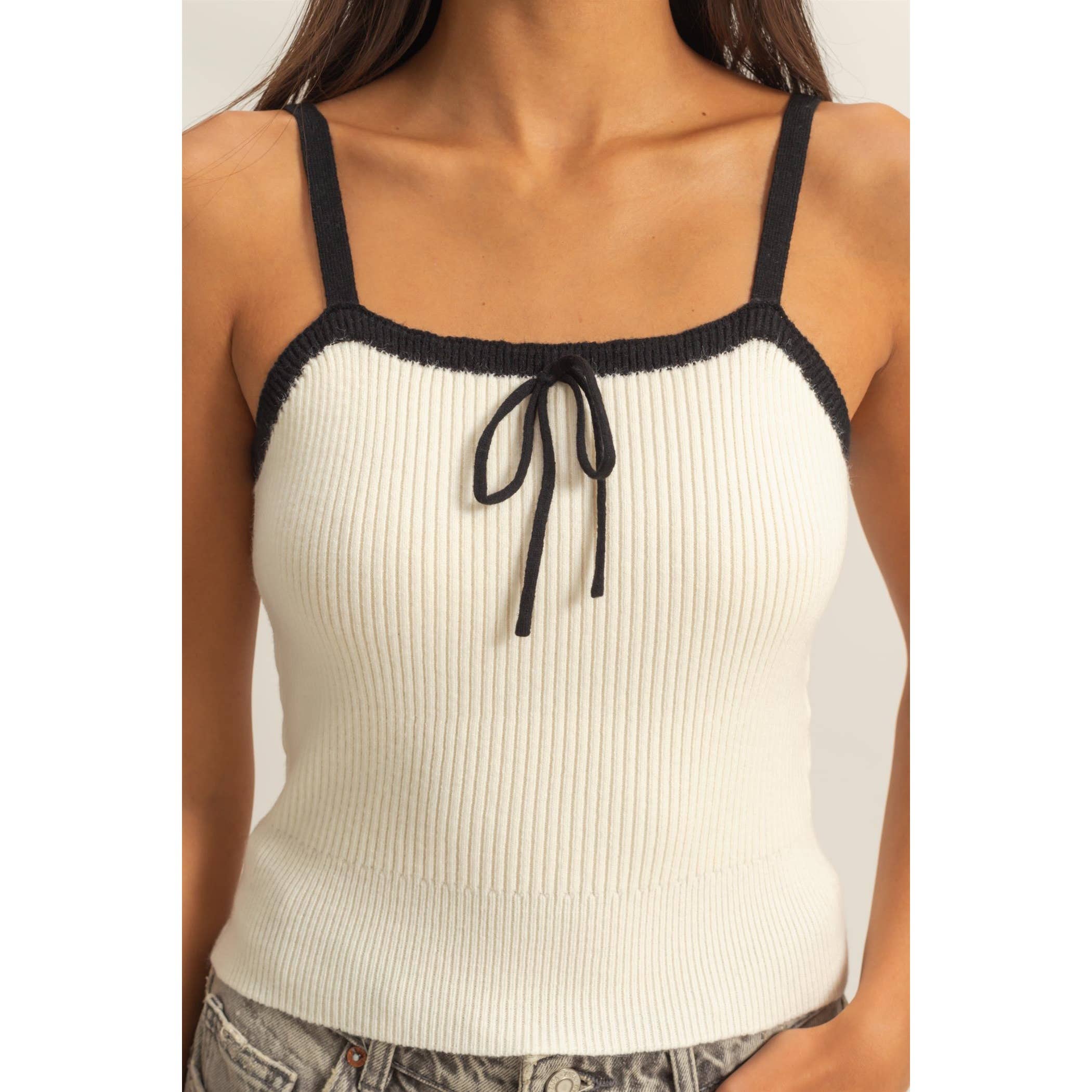 Square Neck Crop Ribbon Knit Top - The Elevated Hippie
