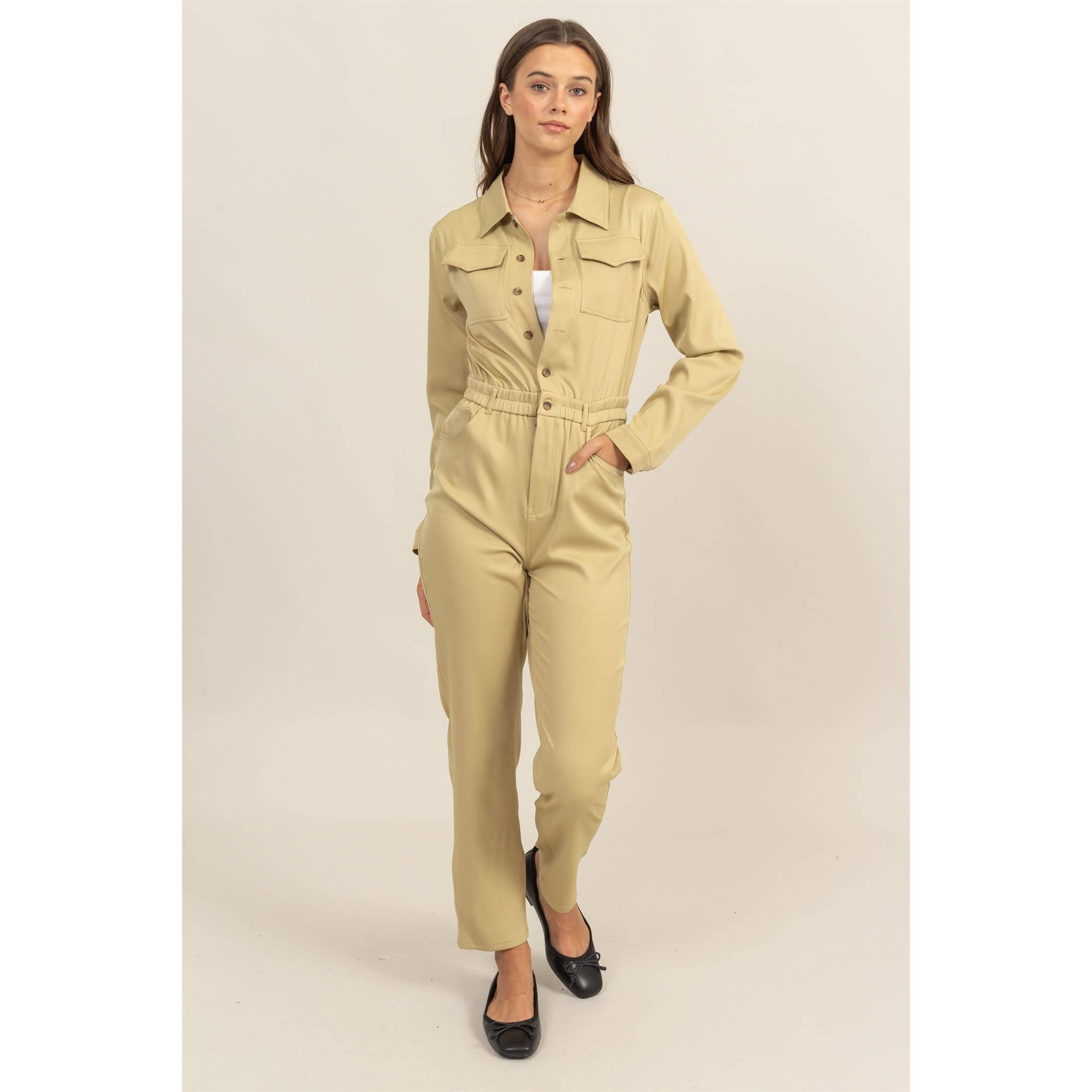 Button-Up Utility Jumpsuit - The Elevated Hippie