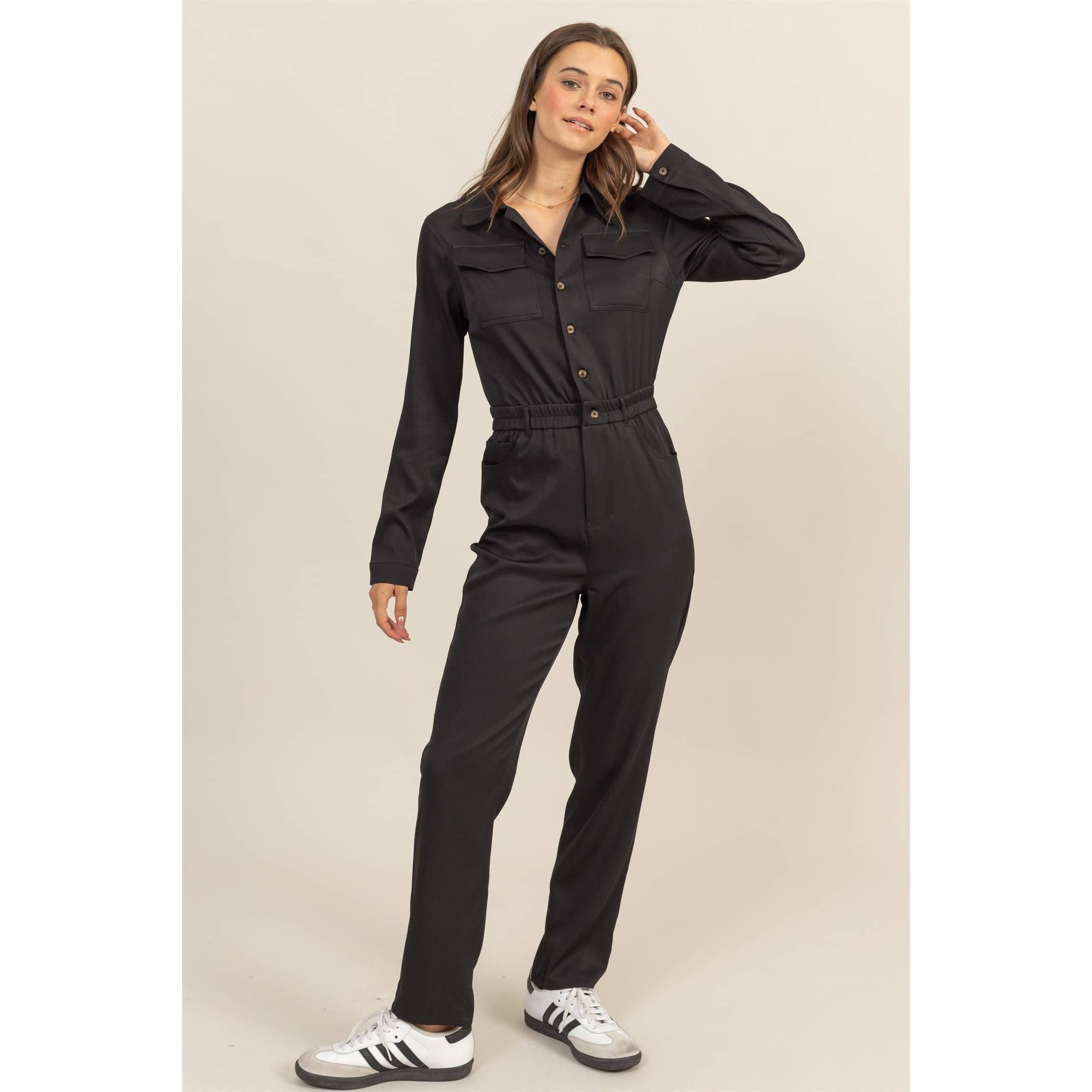 Button-Up Utility Jumpsuit - The Elevated Hippie