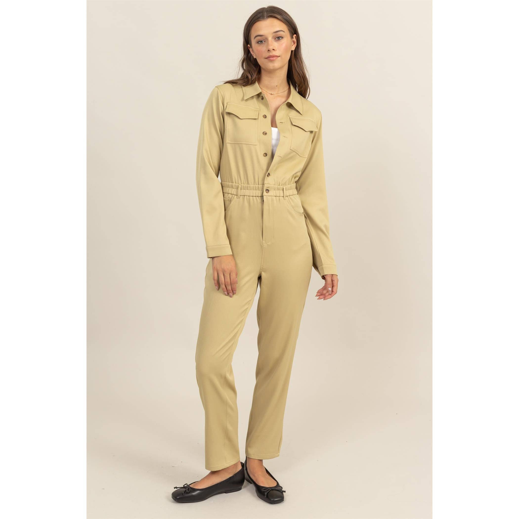 Button-Up Utility Jumpsuit - The Elevated Hippie
