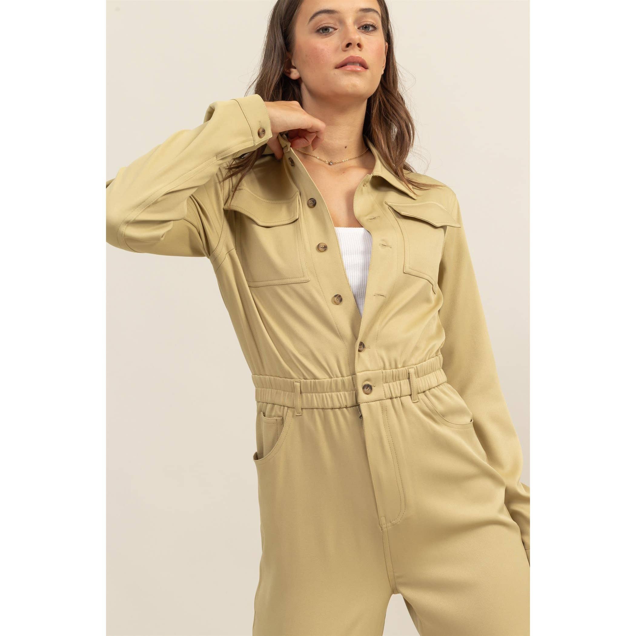 Button-Up Utility Jumpsuit - The Elevated Hippie