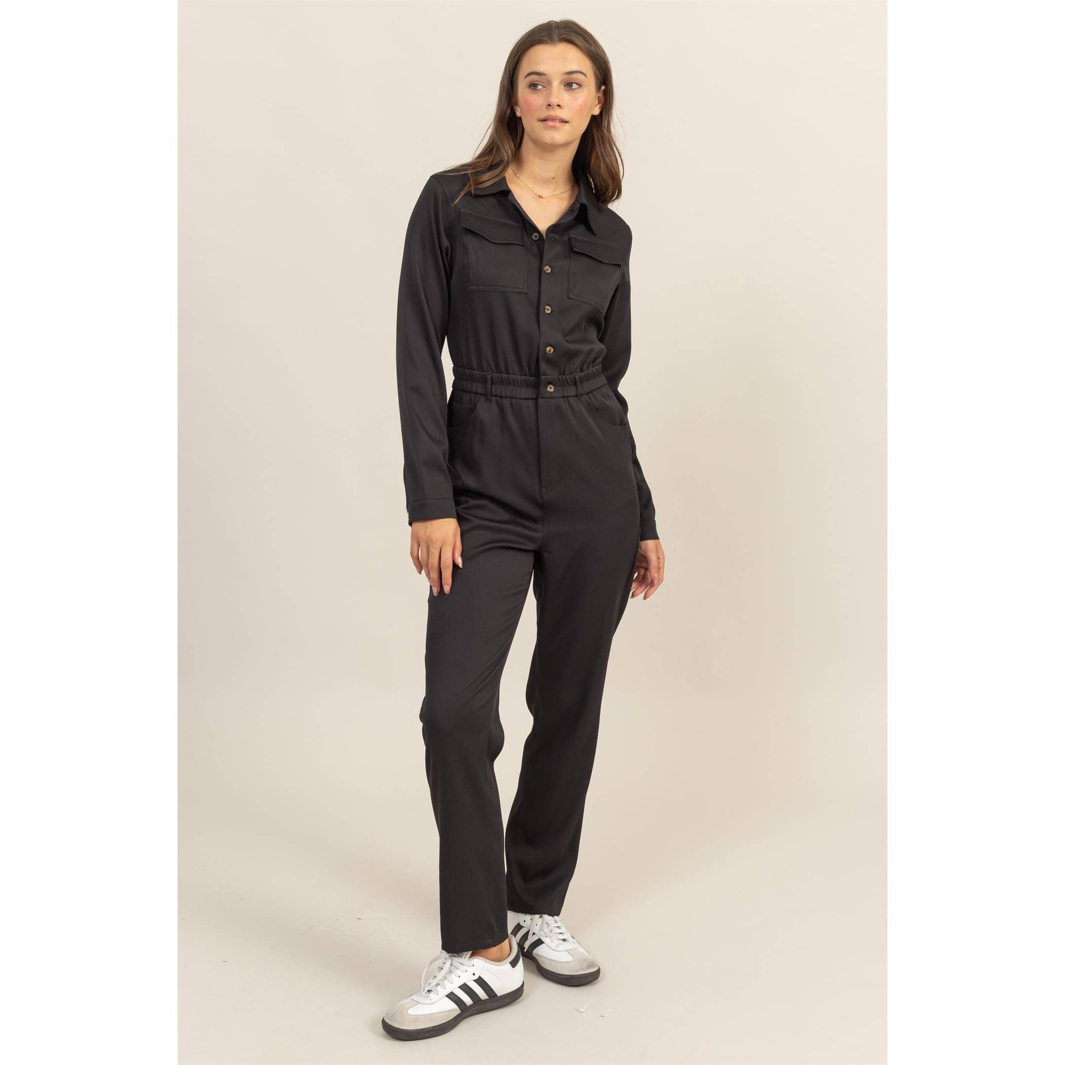 Button-Up Utility Jumpsuit - The Elevated Hippie