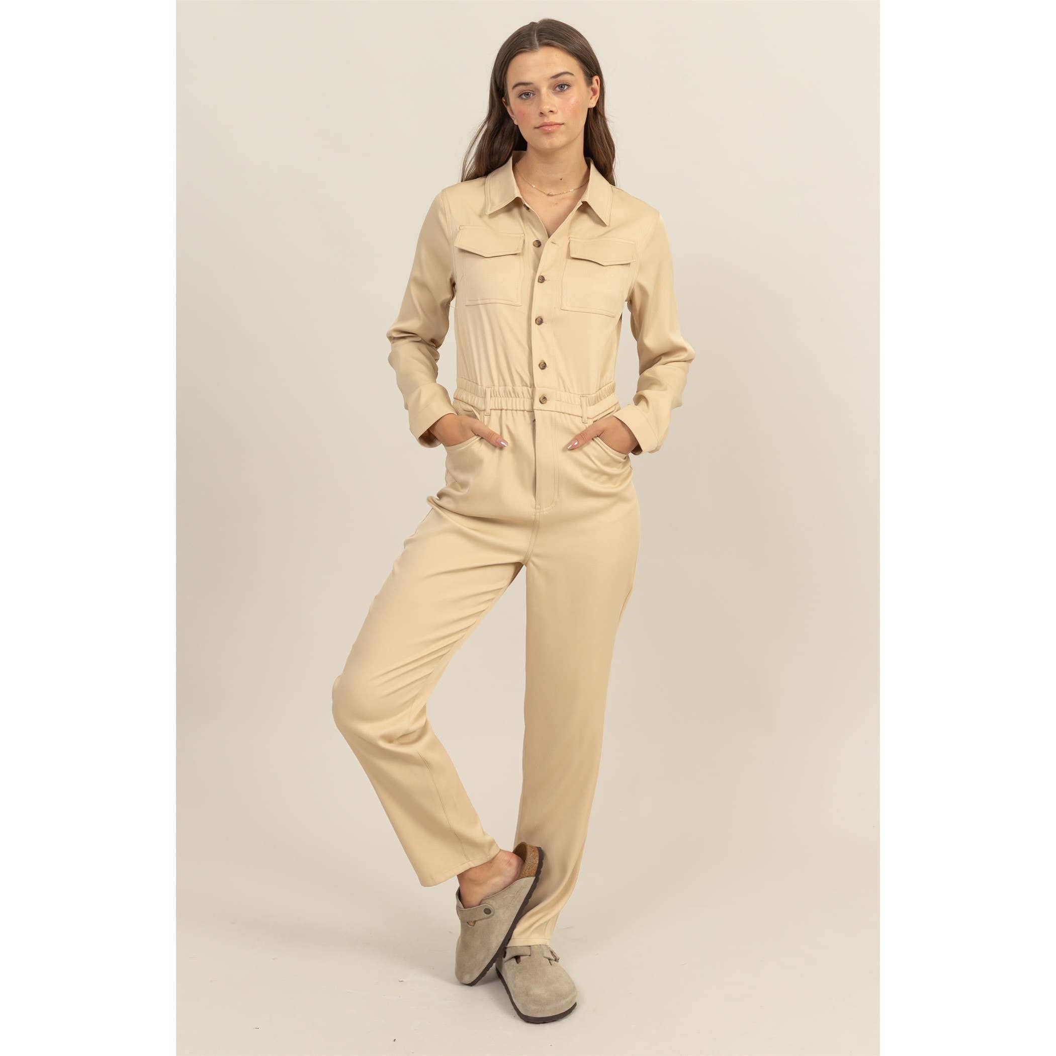 Button-Up Utility Jumpsuit - The Elevated Hippie