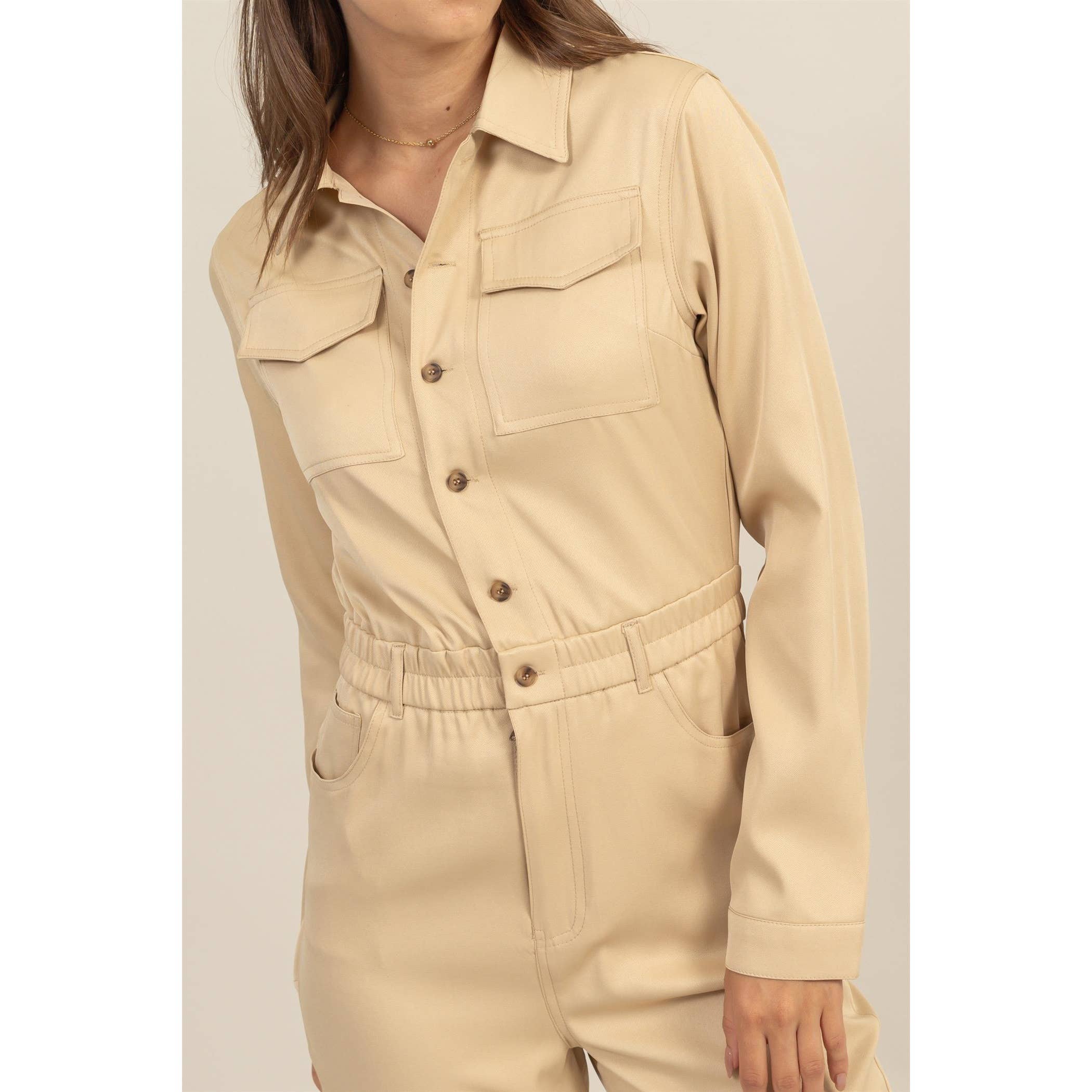 Button-Up Utility Jumpsuit - The Elevated Hippie