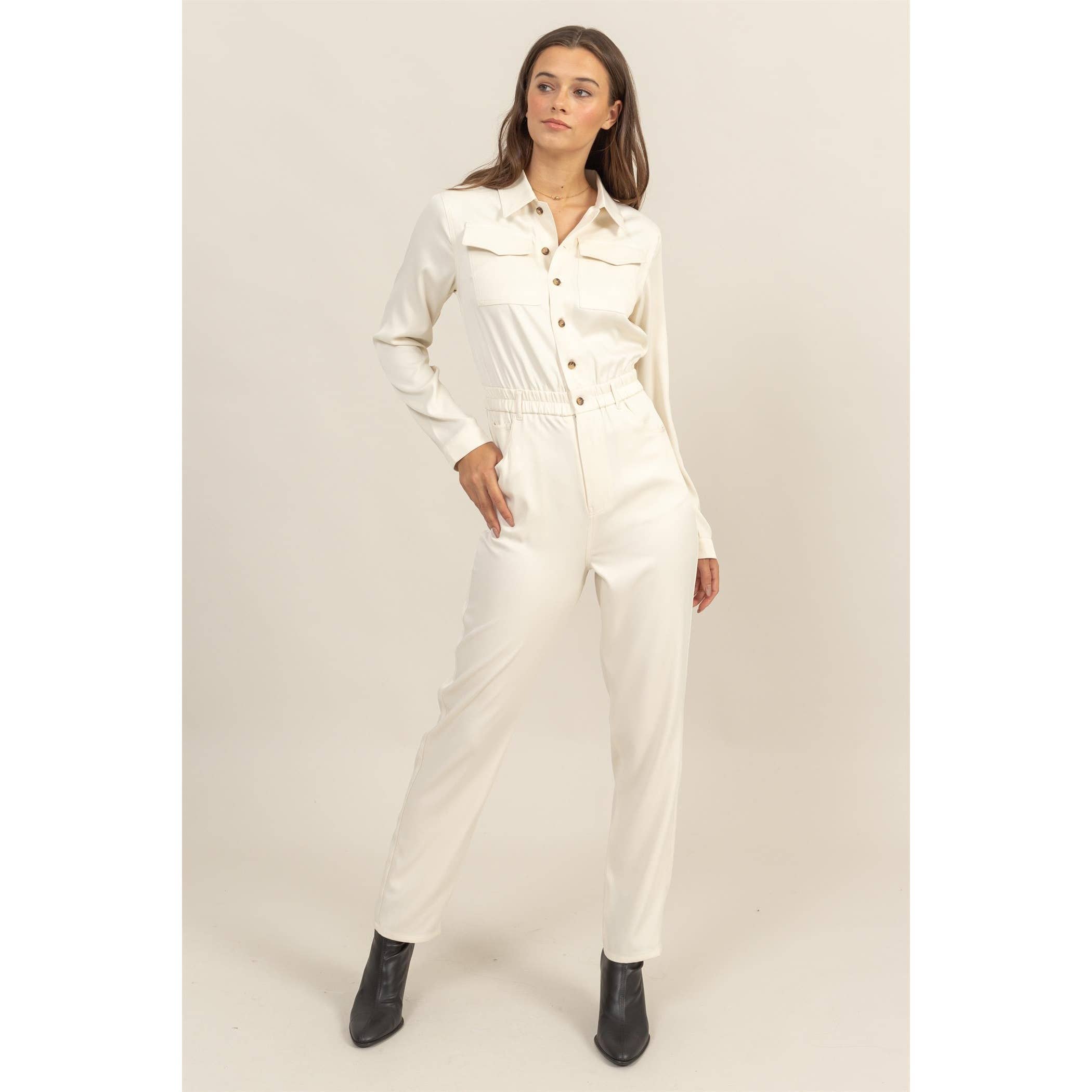 Button-Up Utility Jumpsuit - The Elevated Hippie