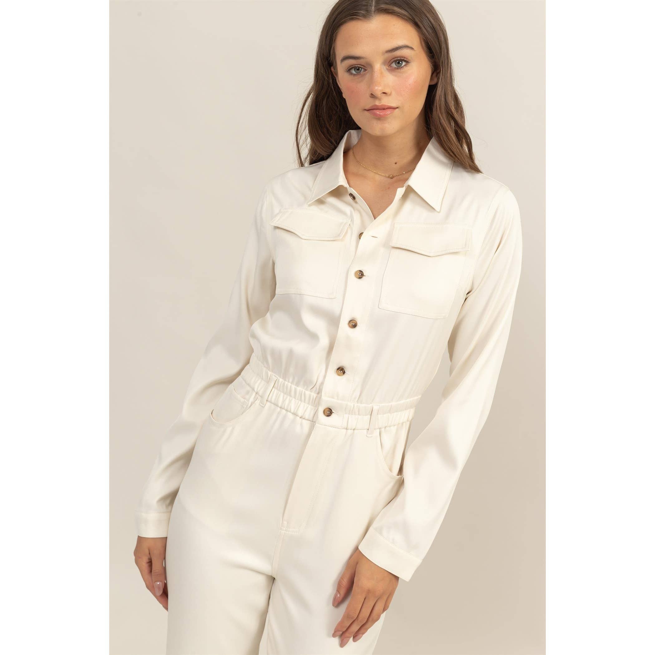 Button-Up Utility Jumpsuit - The Elevated Hippie