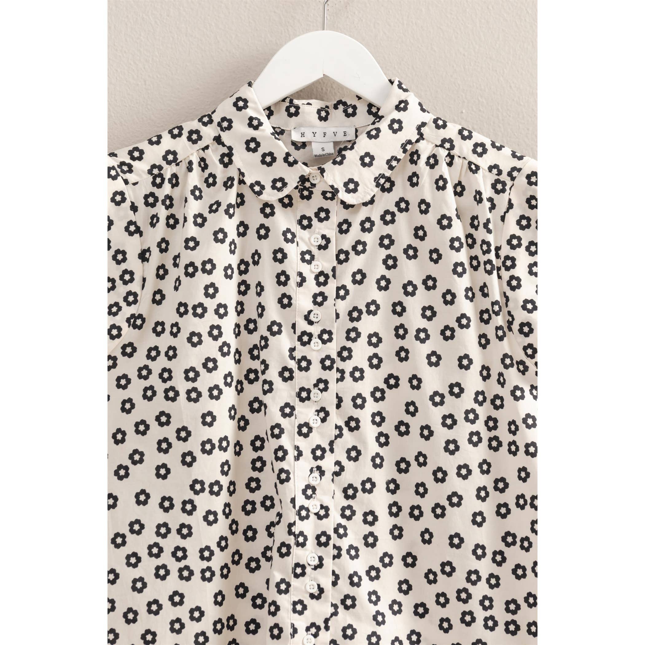 Ditsy Floral Print Cap Sleeve Shirt - The Elevated Hippie