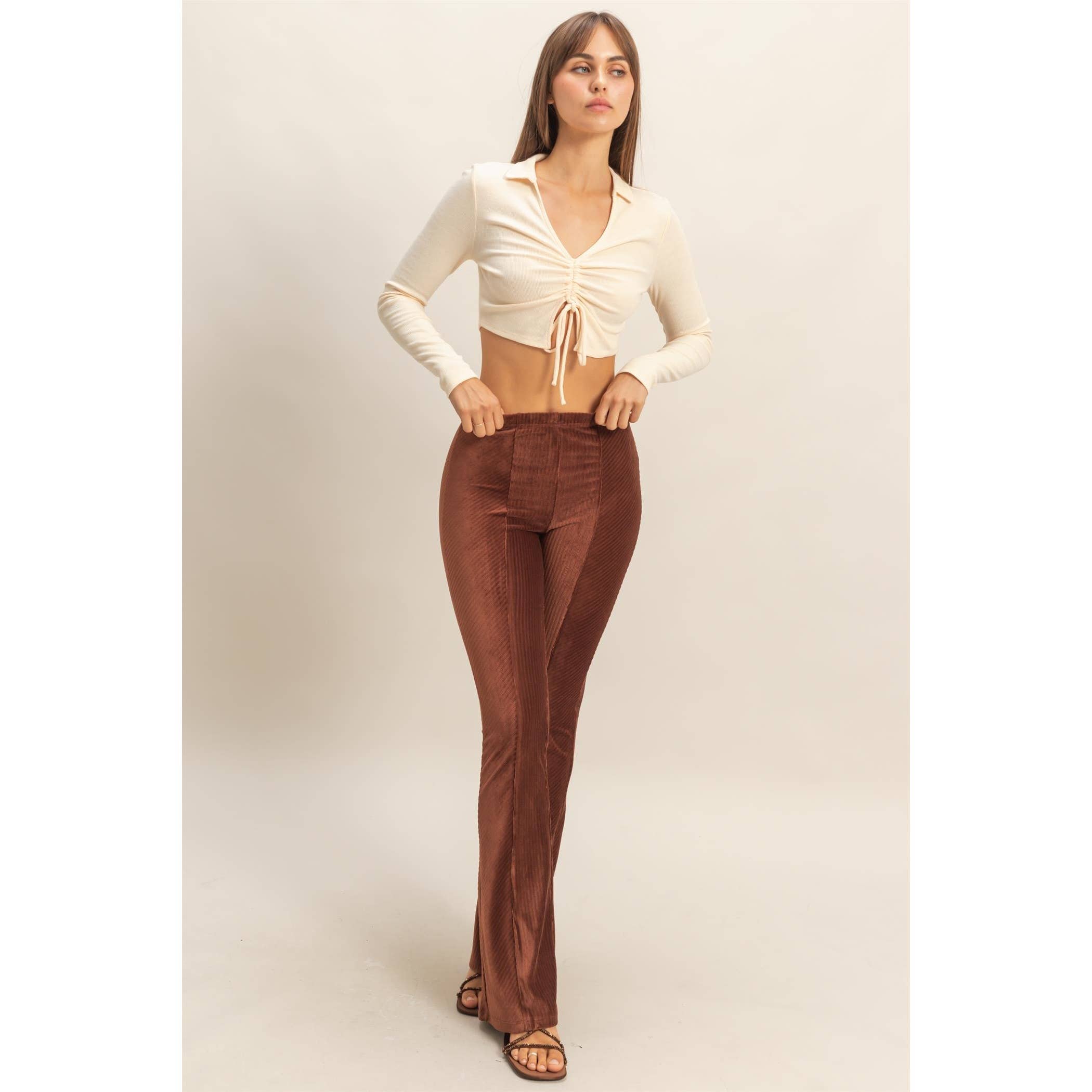 Striped Velour High-Rise Pants - The Elevated Hippie