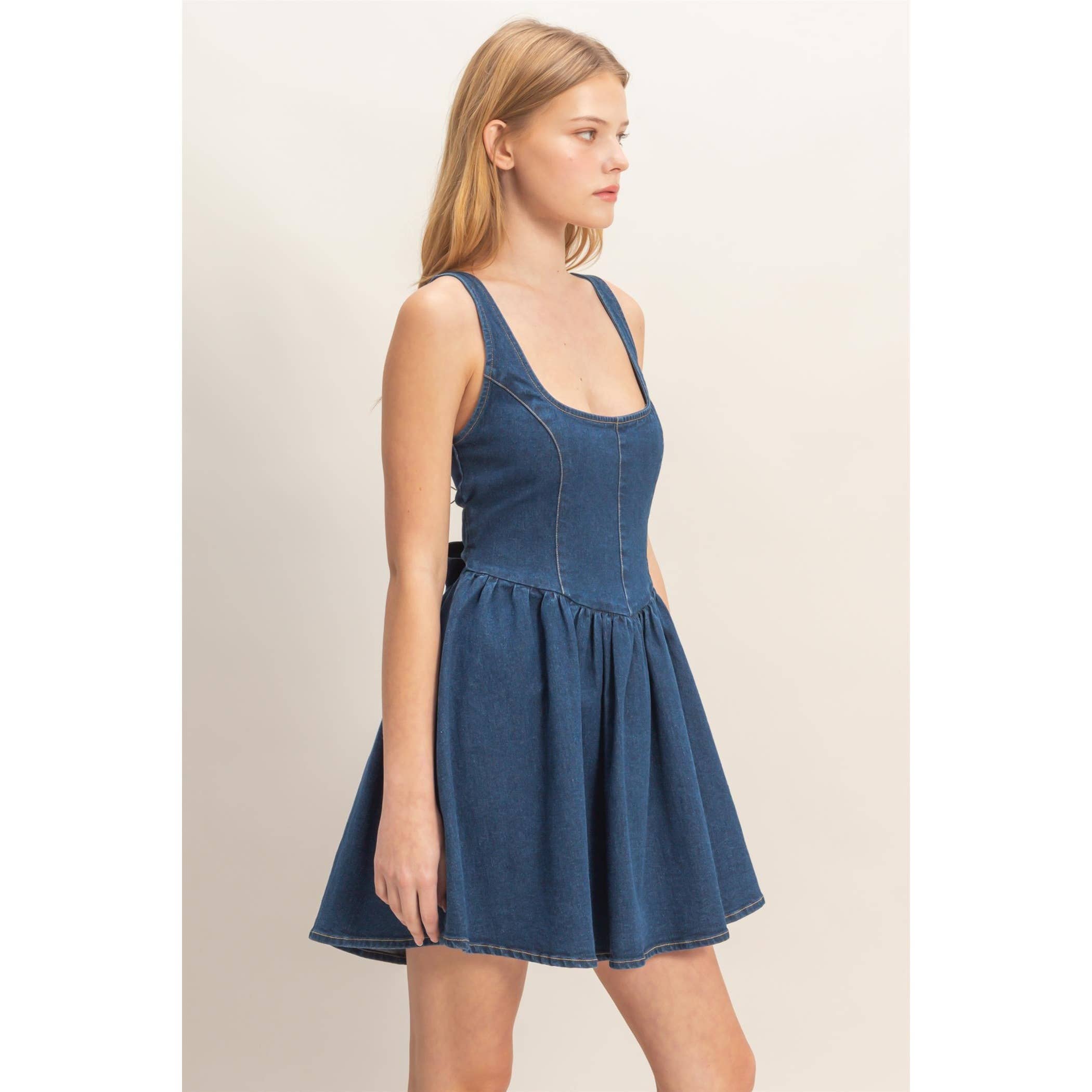 Square Neck Denim Dress - The Elevated Hippie