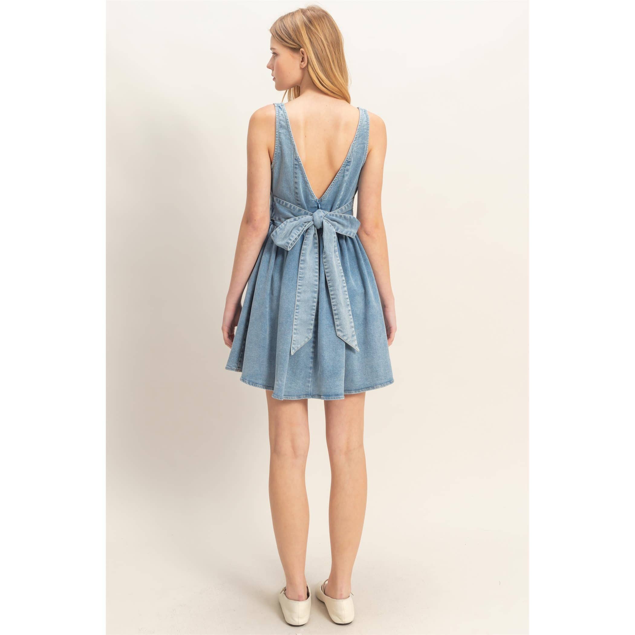 Square Neck Denim Dress - The Elevated Hippie