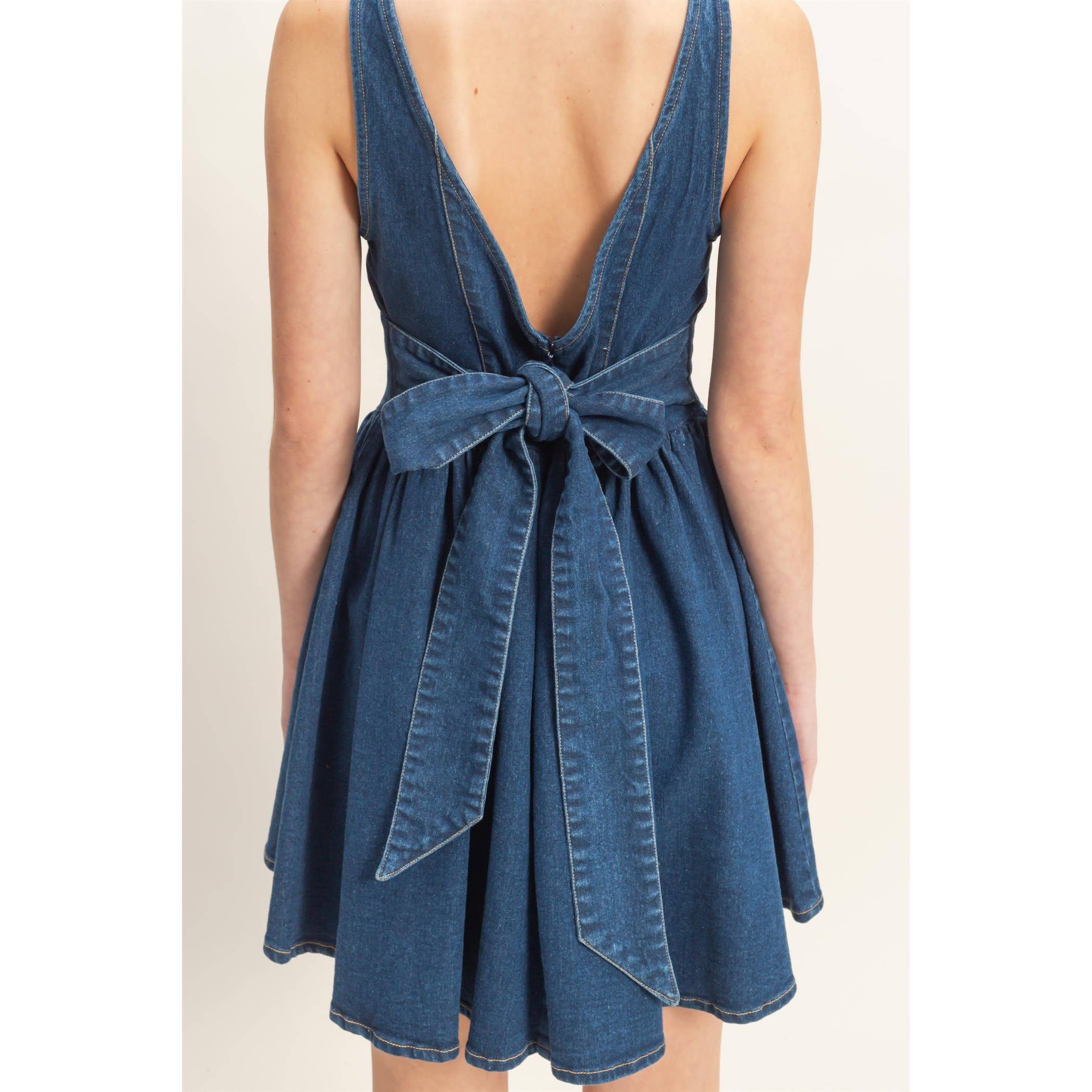 Square Neck Denim Dress - The Elevated Hippie