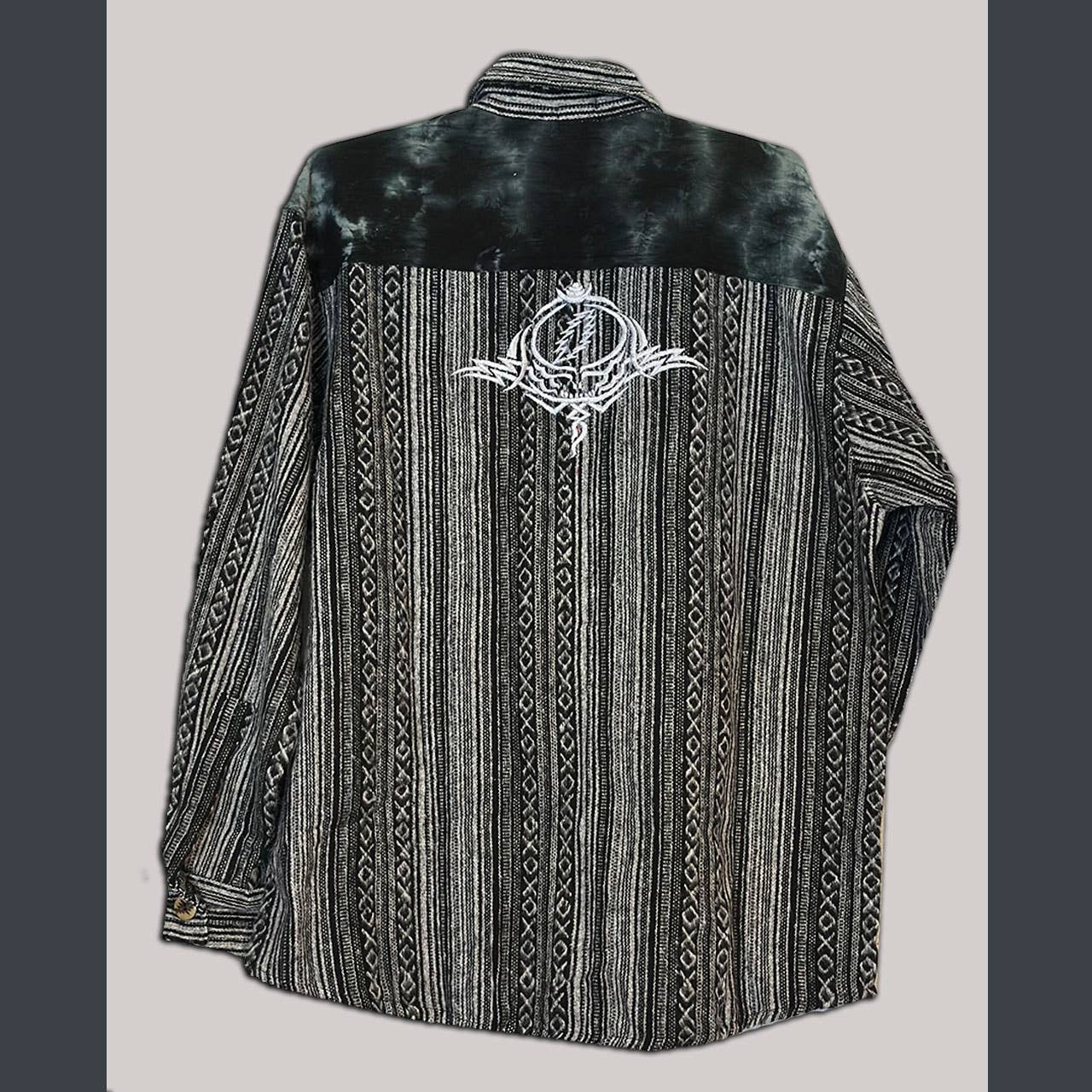 Heavy Brushed Cotton Stripe Long Sleeve Shirt w/ embroidery - The Elevated Hippie