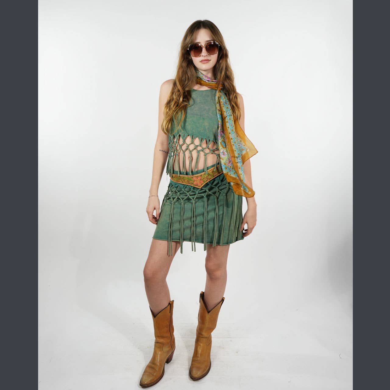 Cotton Spandex Stonewash Tassel Mini Skirt - The Elevated Hippie