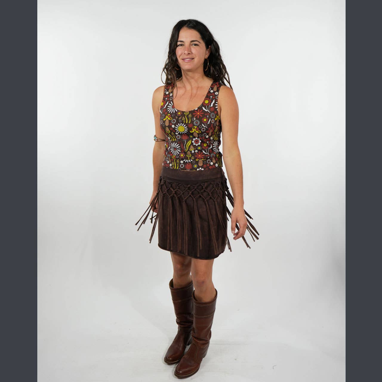 Cotton Spandex Stonewash Tassel Mini Skirt - The Elevated Hippie