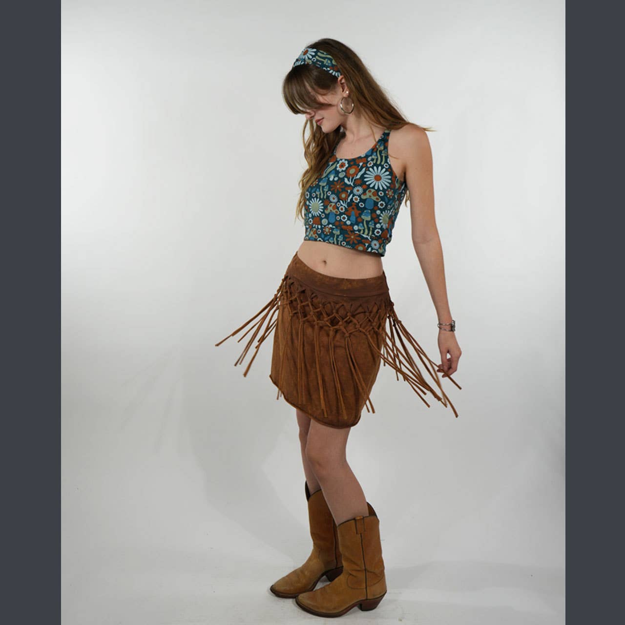 Cotton Spandex Stonewash Tassel Mini Skirt - The Elevated Hippie